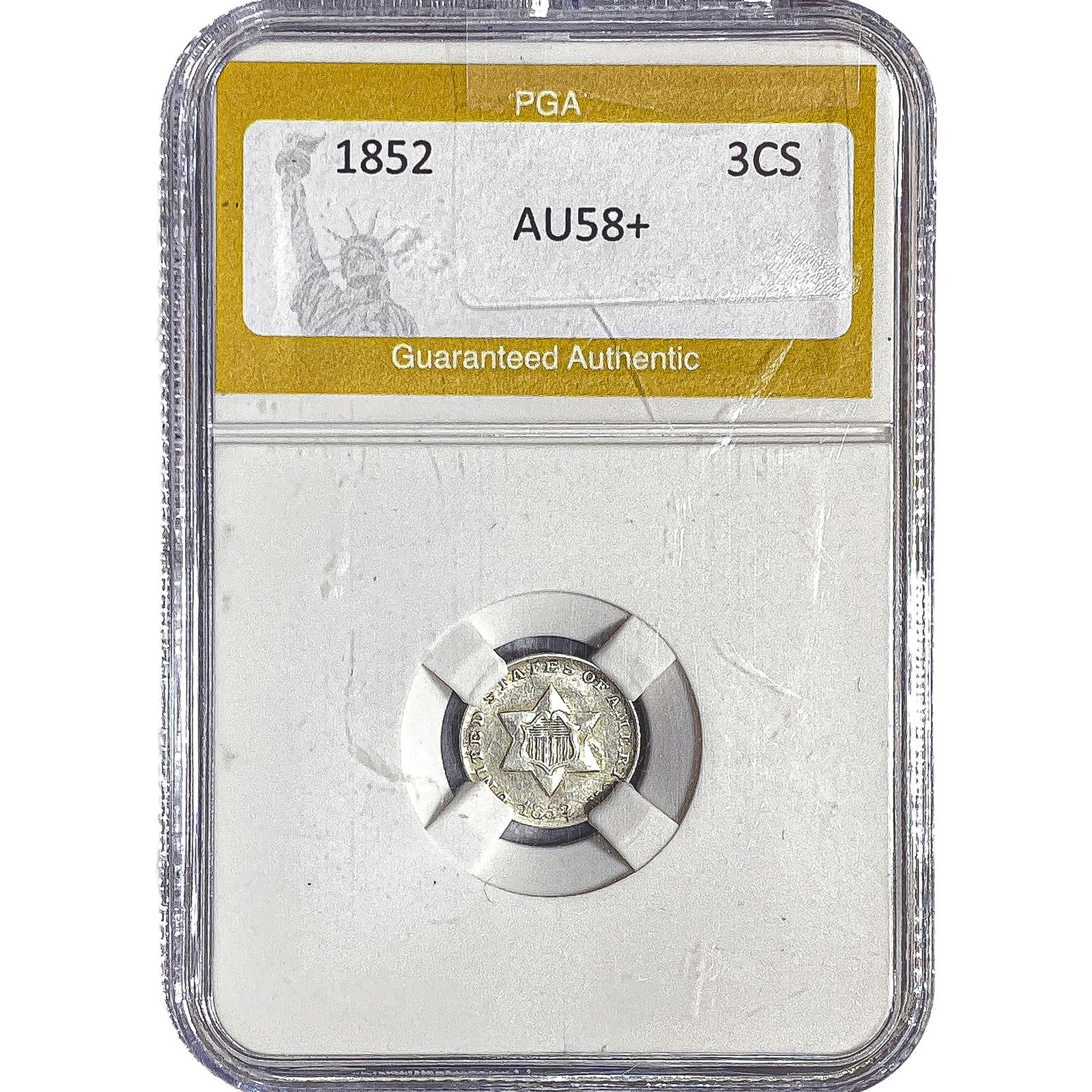 1852 Silver Three Cent PGA AU58+: 1852 Silver Three Cent PGA AU58+