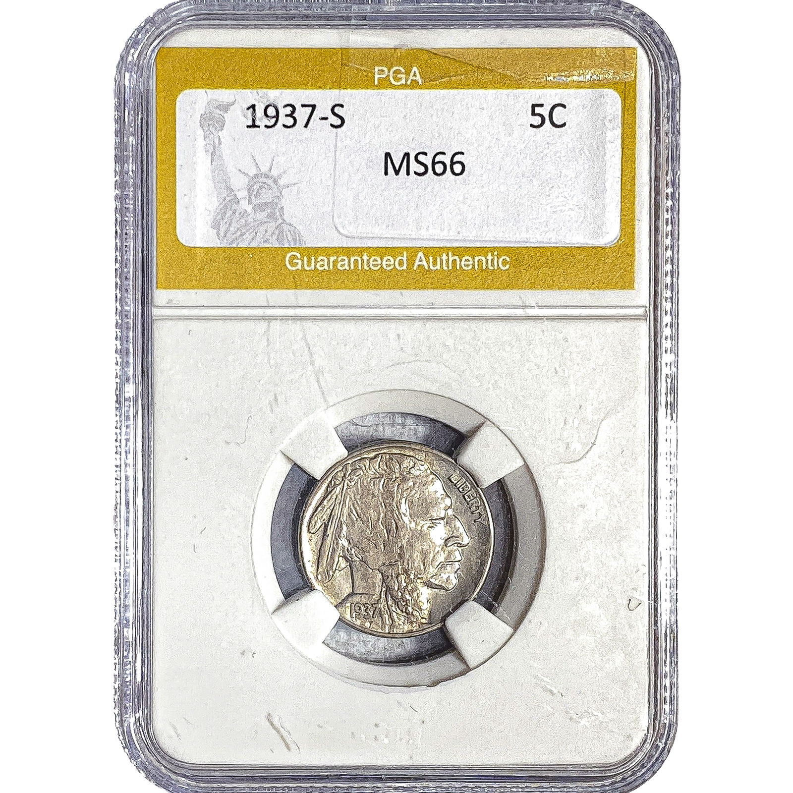 1937-S Buffalo Nickel PGA MS66: 1937-S Buffalo Nickel PGA MS66