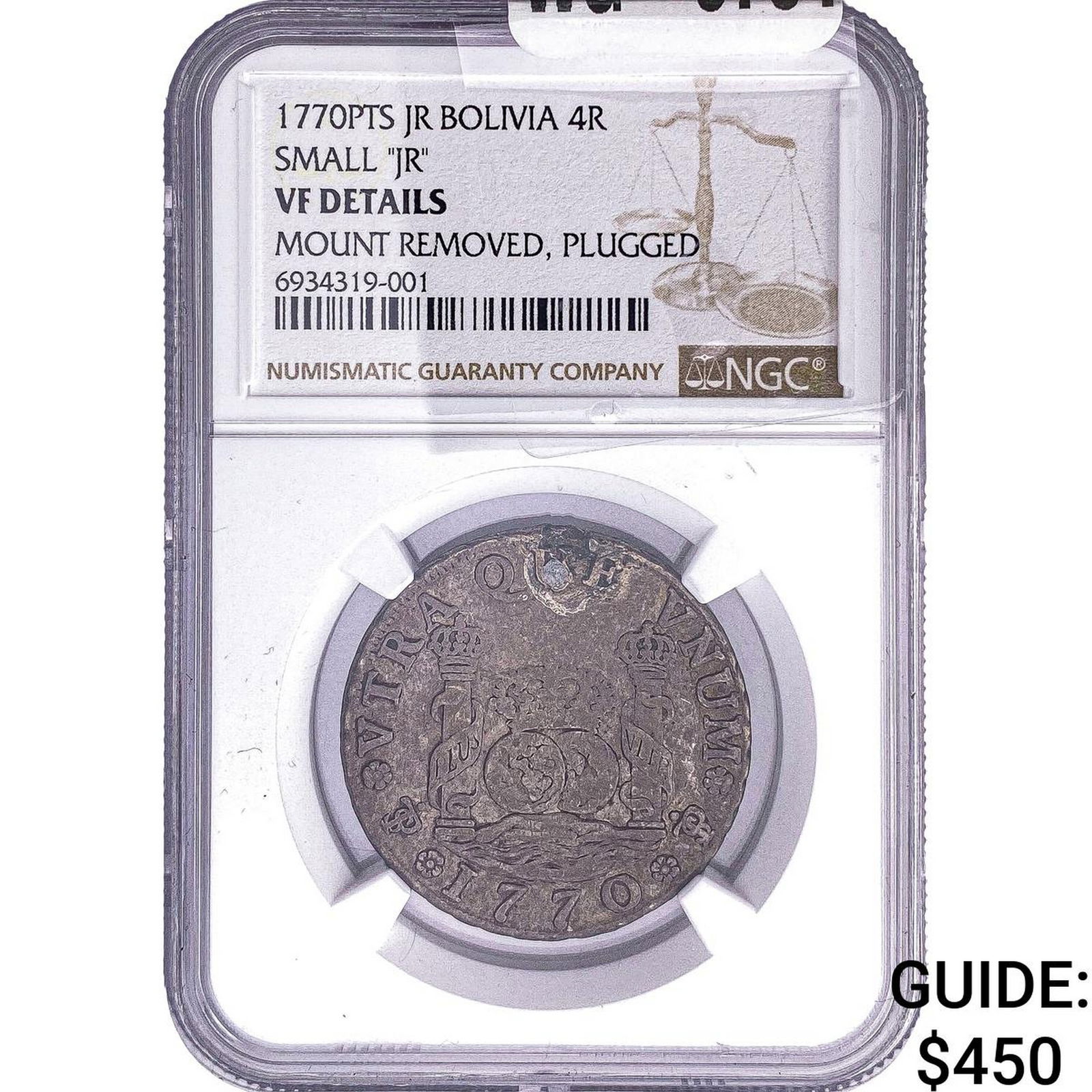 1770 Bolivia Silver 4 Reales NGC VFDetails Mount Removed: 1770 Bolivia Silver 4 Reales NGC VFDetails Mount Removed