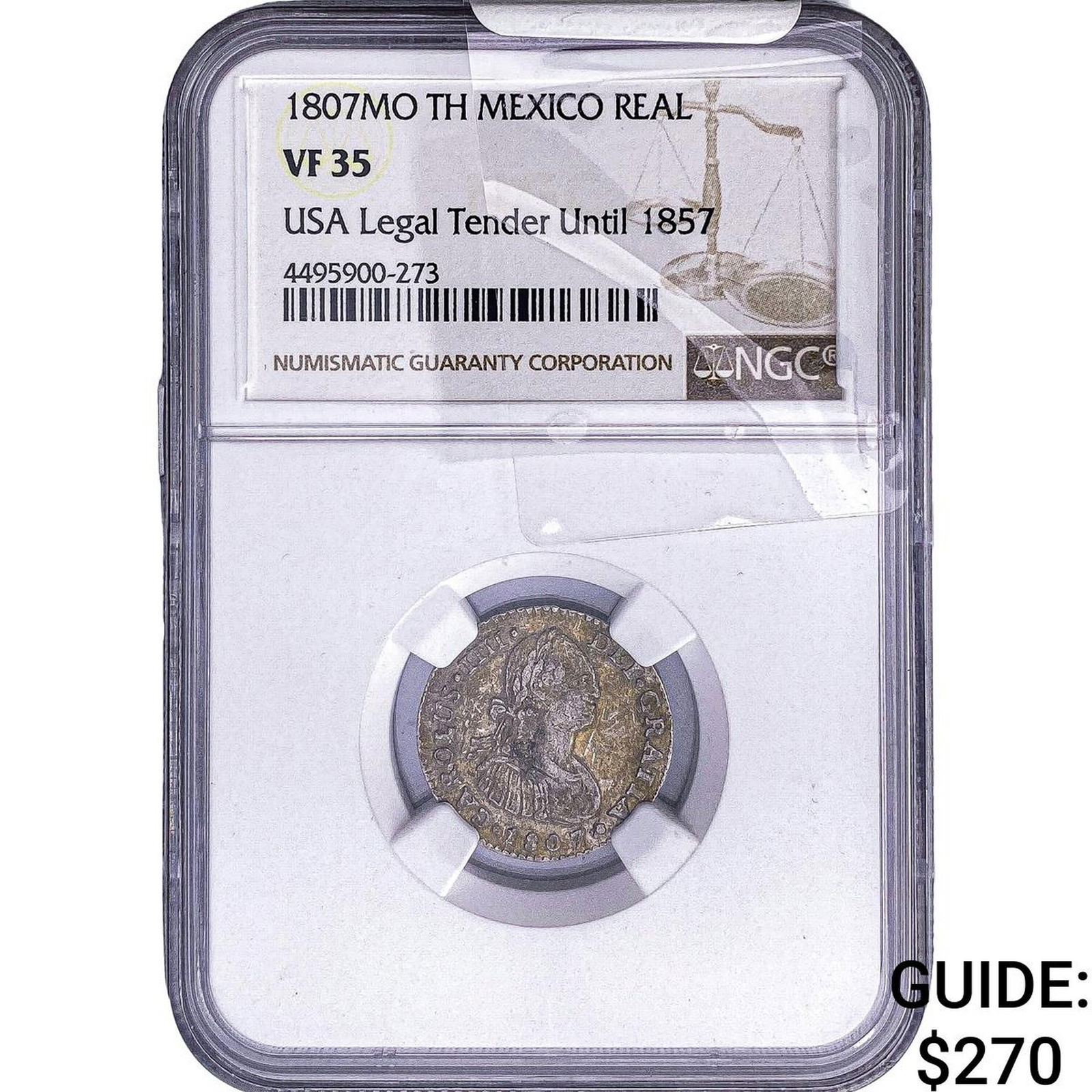 1807 Mexico Silver 1 Real NGC VF35: 1807 Mexico Silver 1 Real NGC VF35