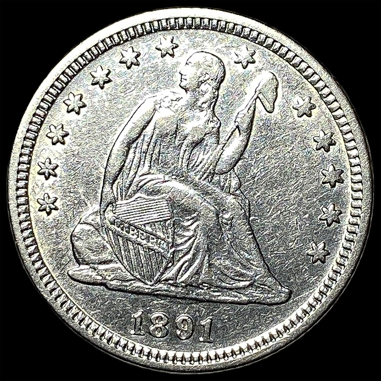 1891 Silver Quarter Dollar CLOSELY UNCIRCULATED: 1891 Silver Quarter Dollar CLOSELY UNCIRCULATED
