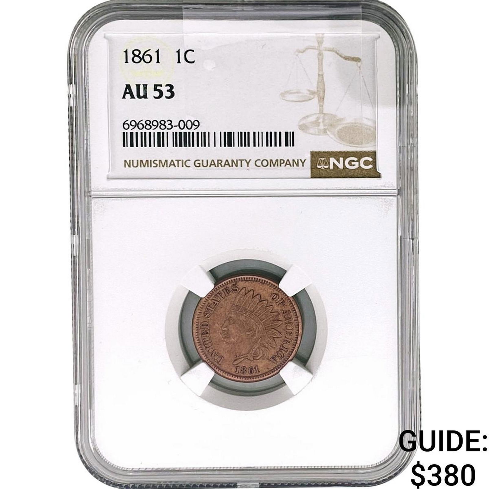 1861 Indian Head Cent NGC AU53 (1 of 2)