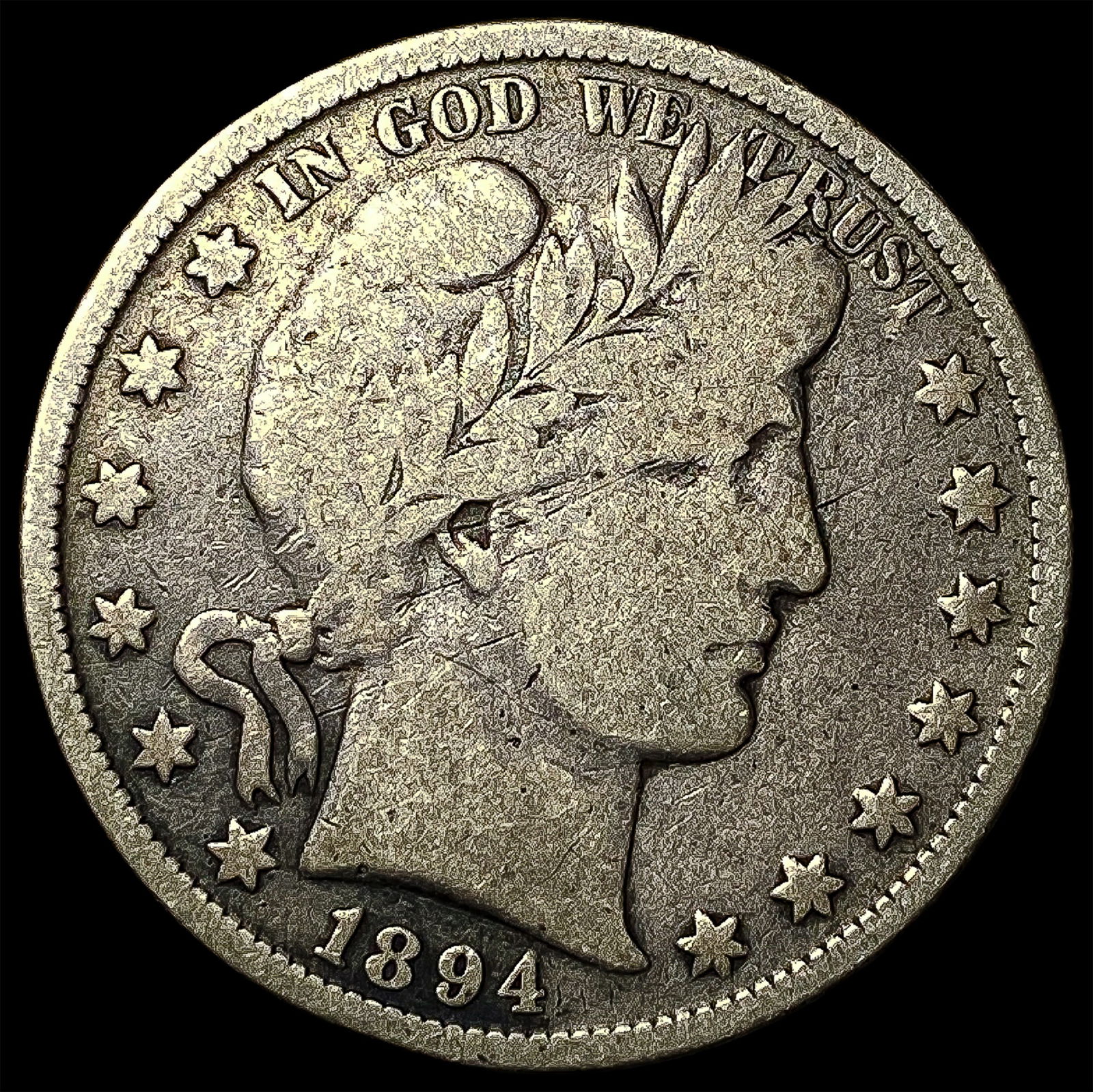 1894 Silver Half Dollar (Barber) NICELY CIRCULATED: 1894 Silver Half Dollar (Barber) NICELY CIRCULATED