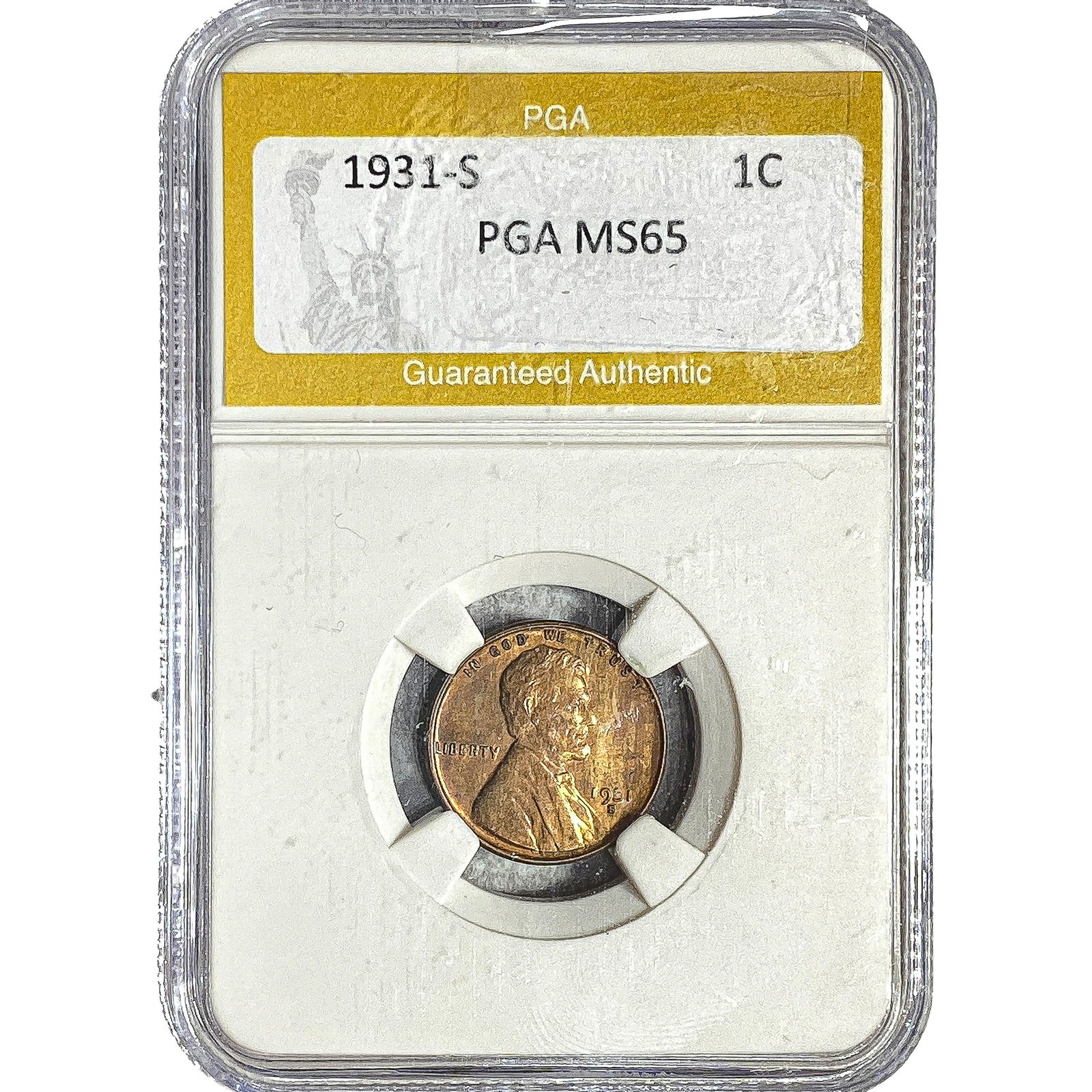 1931-S Wheat Cent PGA MS65: 1931-S Wheat Cent PGA MS65