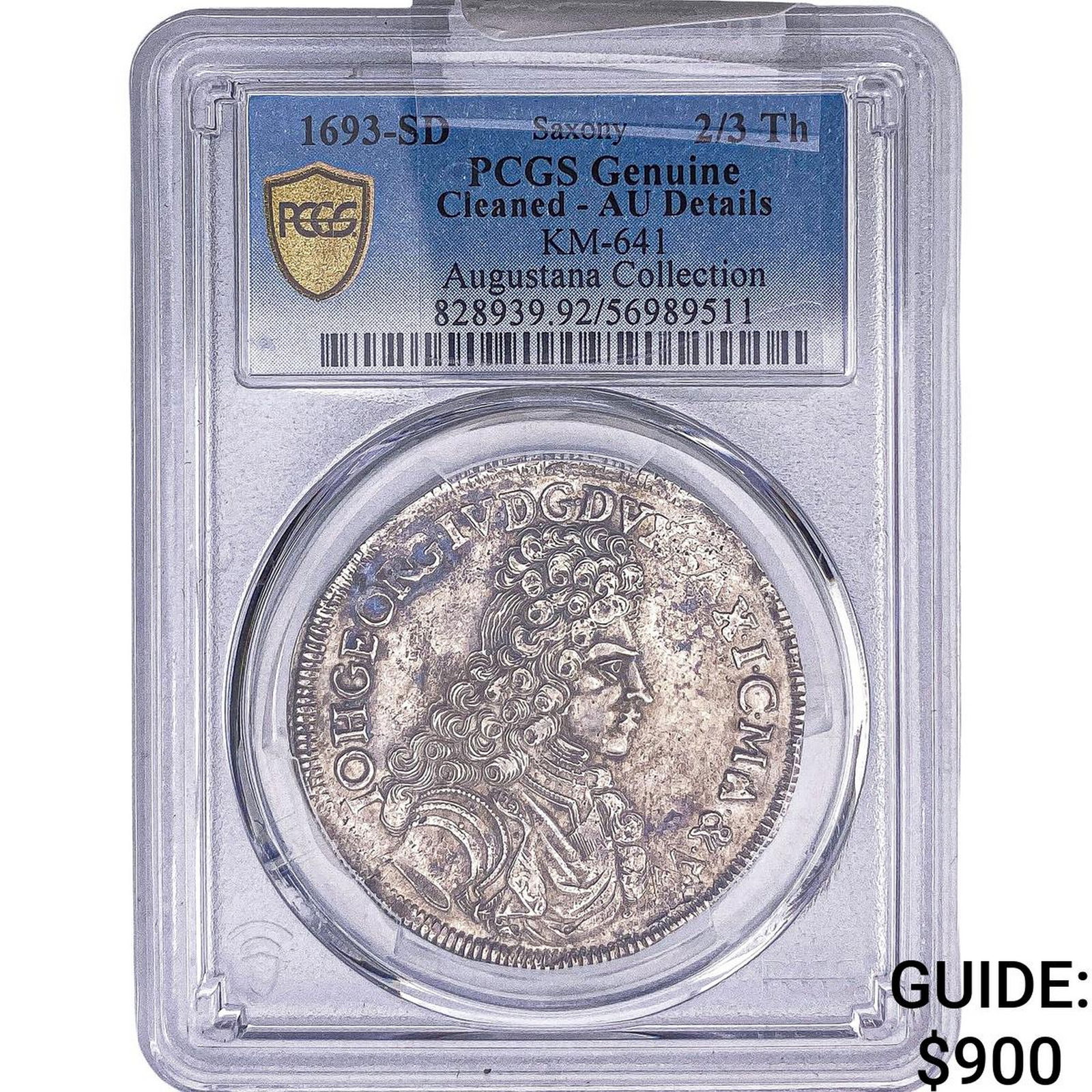 1693-SD Saxony Silver 2/3rd Thaler PCGS AUDetails Cleaned: 1693-SD Saxony Silver 2/3rd Thaler PCGS AUDetails Cleaned