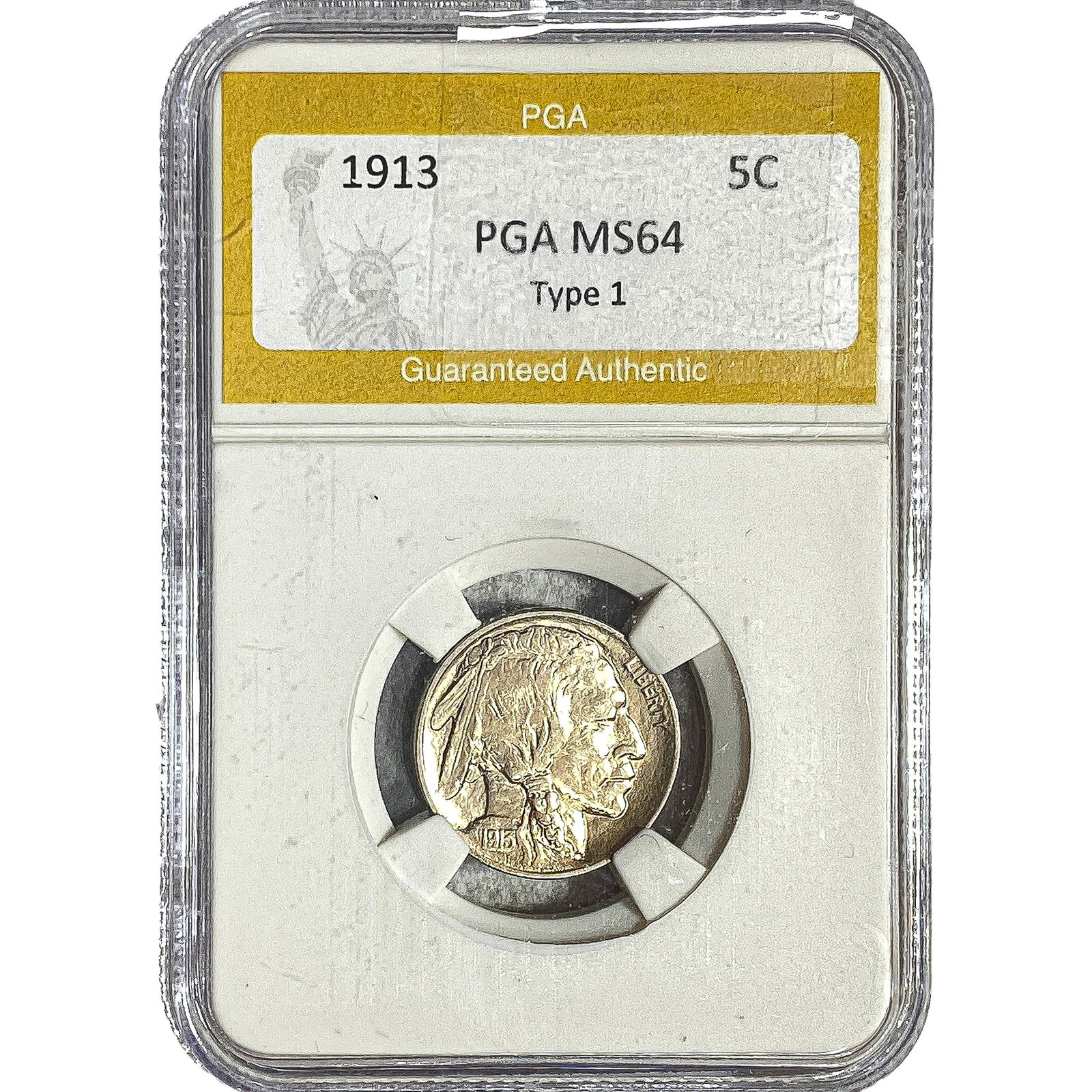 1913 Buffalo Nickel PGA MS64 Type 1: 1913 Buffalo Nickel PGA MS64 Type 1