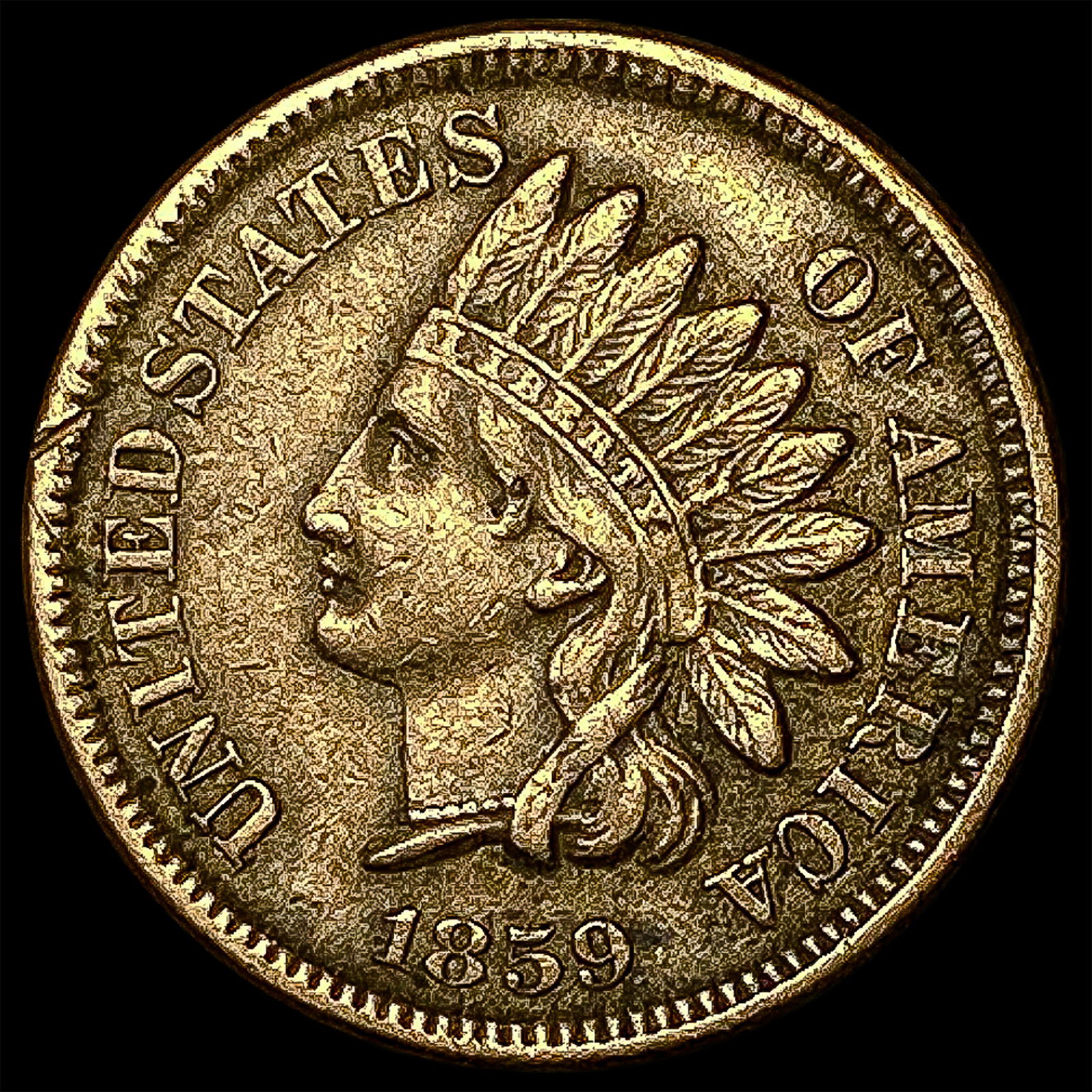 1859 Copper-Nickel Indian Head Cent NEARLY UNCIRCULATED (1 of 2)