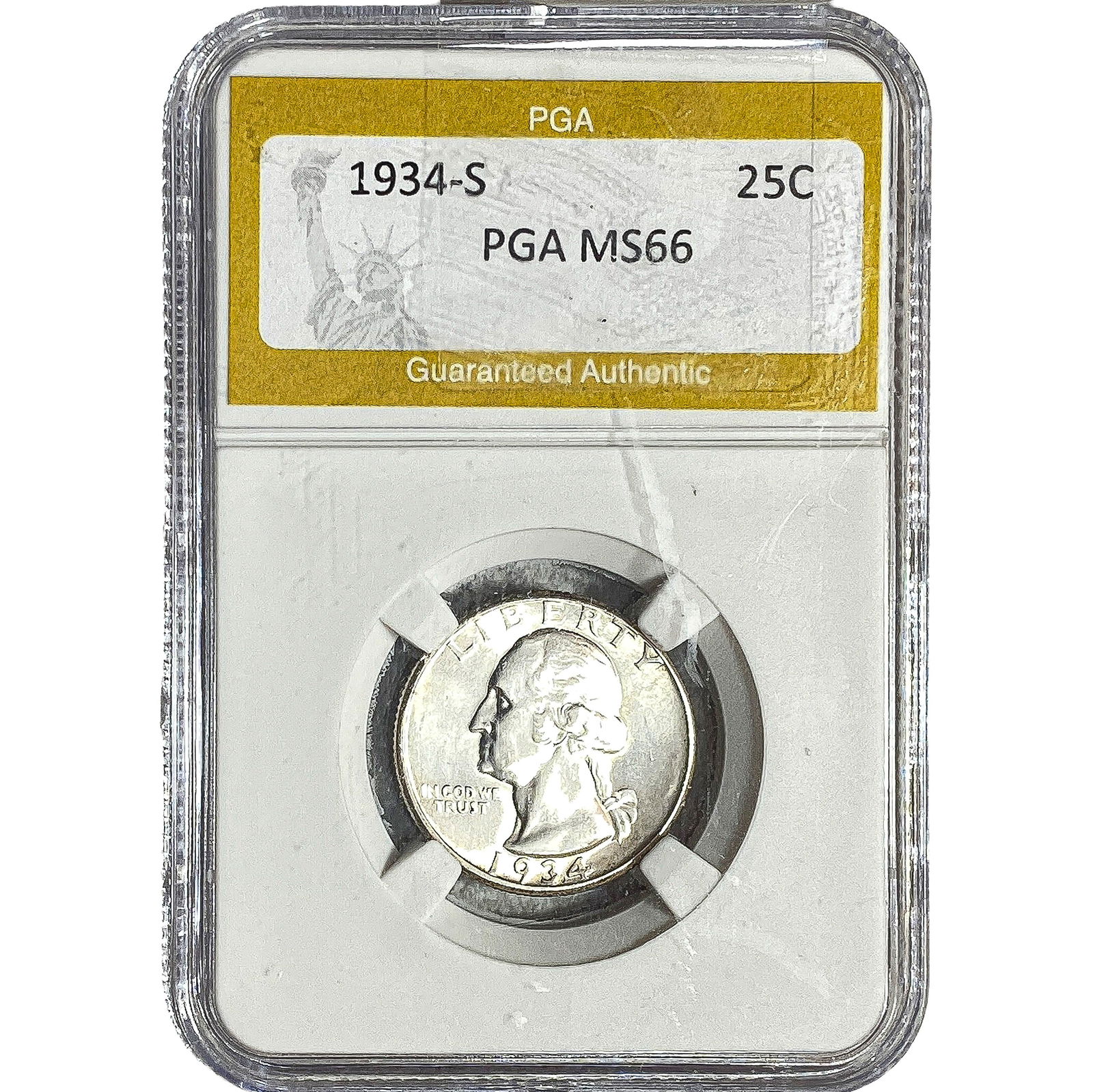 1934-S Washington Silver Quarter PGA MS66: 1934-S Washington Silver Quarter PGA MS66