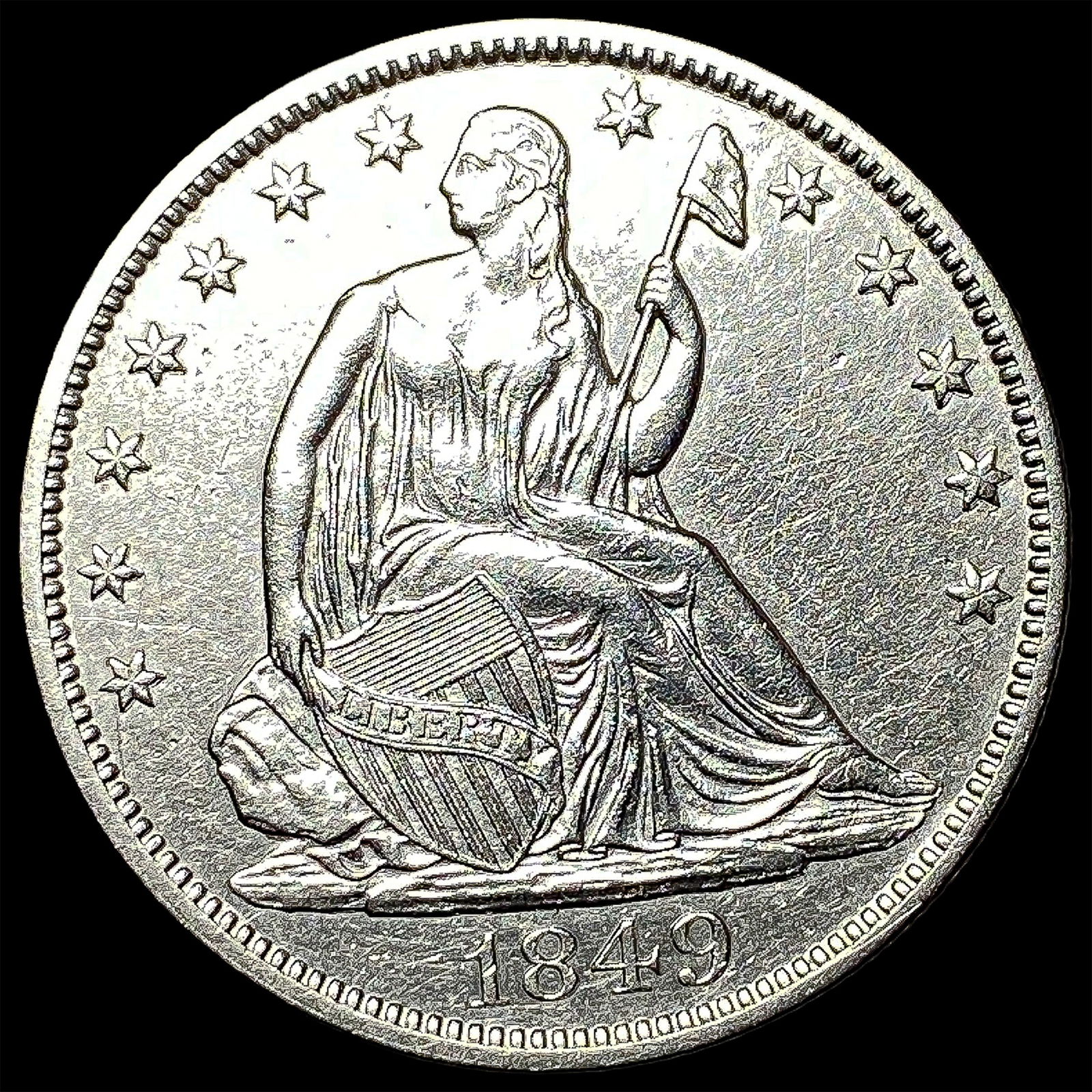 1849 Seated Liberty Half Dollar CLOSELY UNCIRCULATED: 1849 Seated Liberty Half Dollar CLOSELY UNCIRCULATED