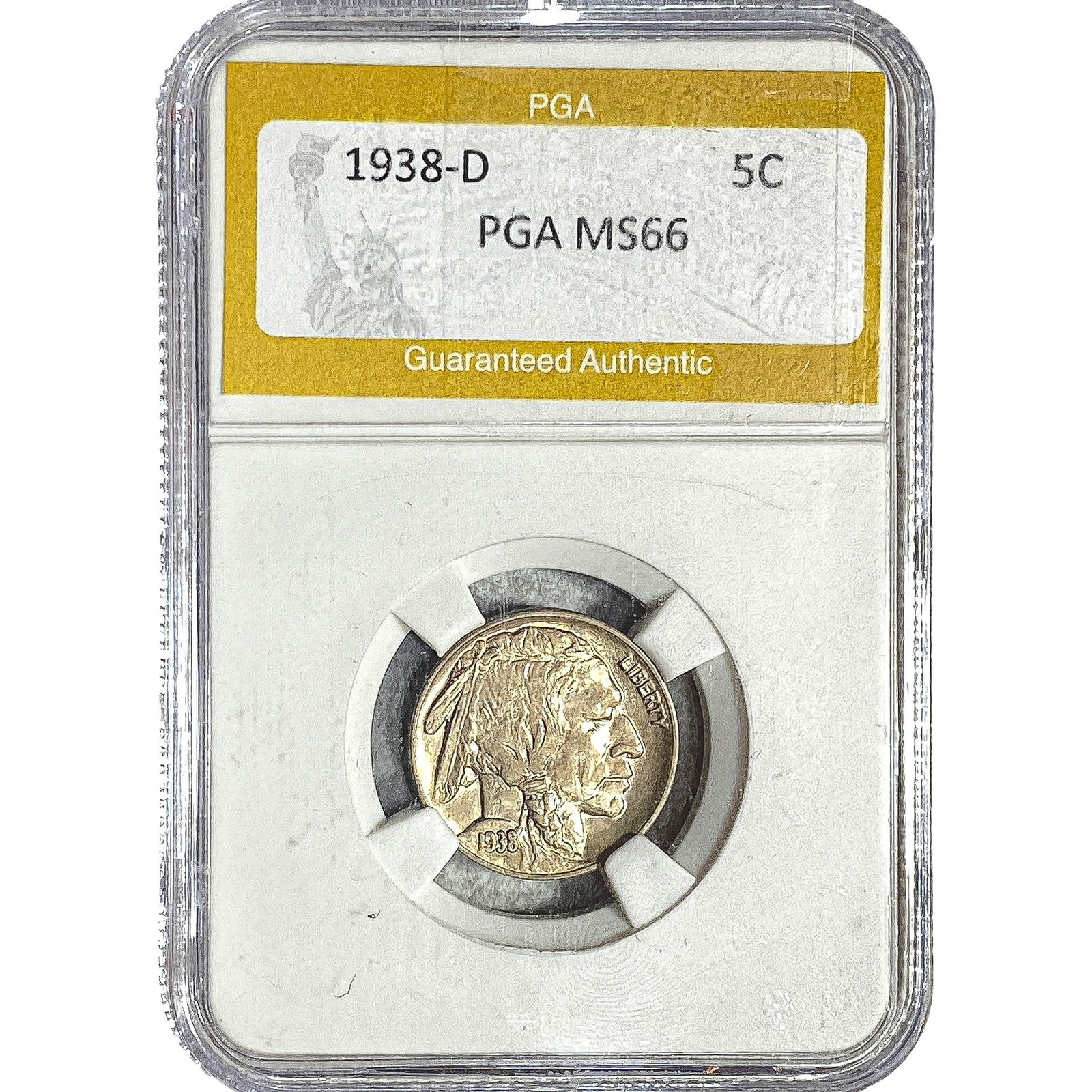 1938-D Buffalo Nickel PGA MS66: 1938-D Buffalo Nickel PGA MS66