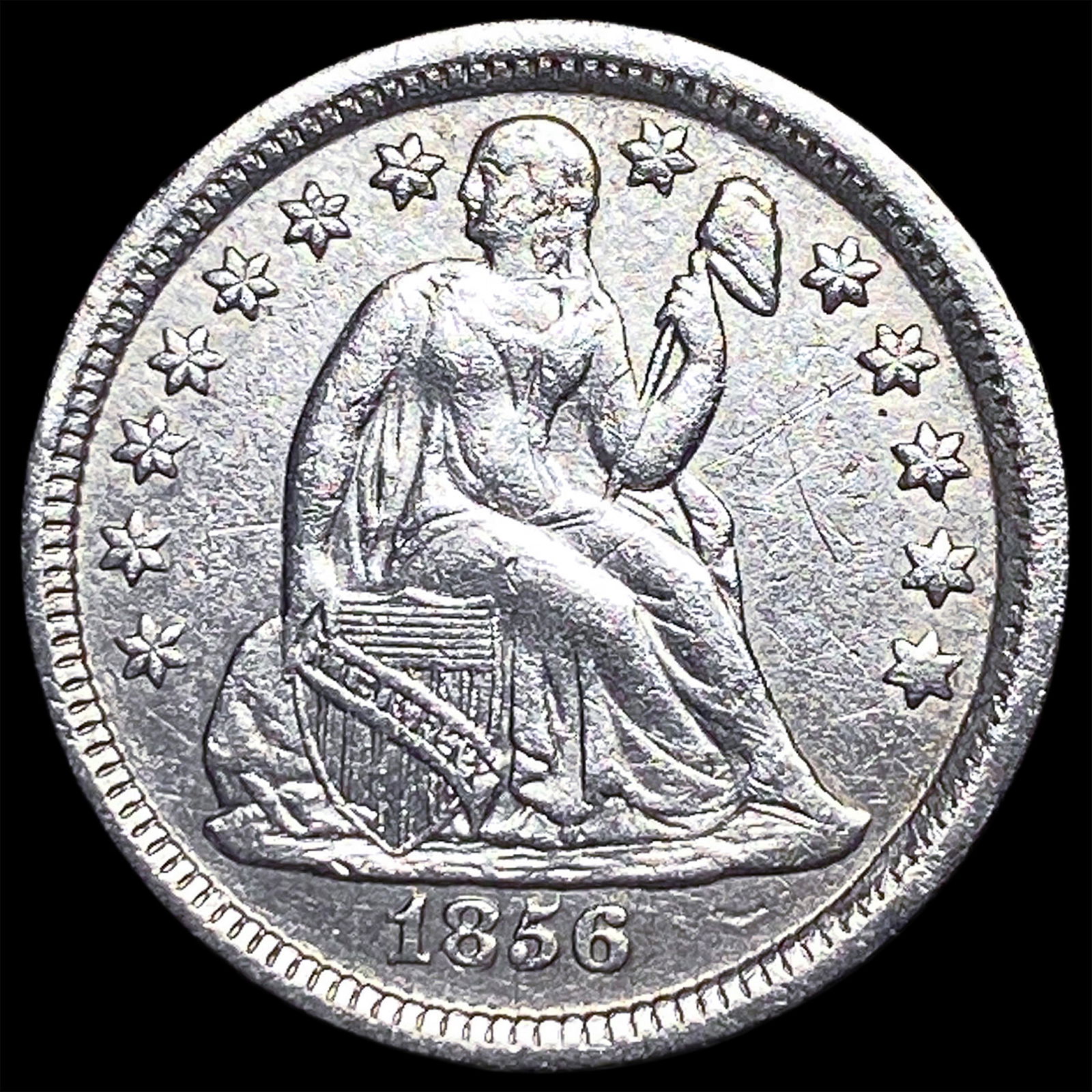 1856 Silver Seated Liberty Dime CLOSELY UNCIRCULATED: 1856 Silver Seated Liberty Dime CLOSELY UNCIRCULATED
