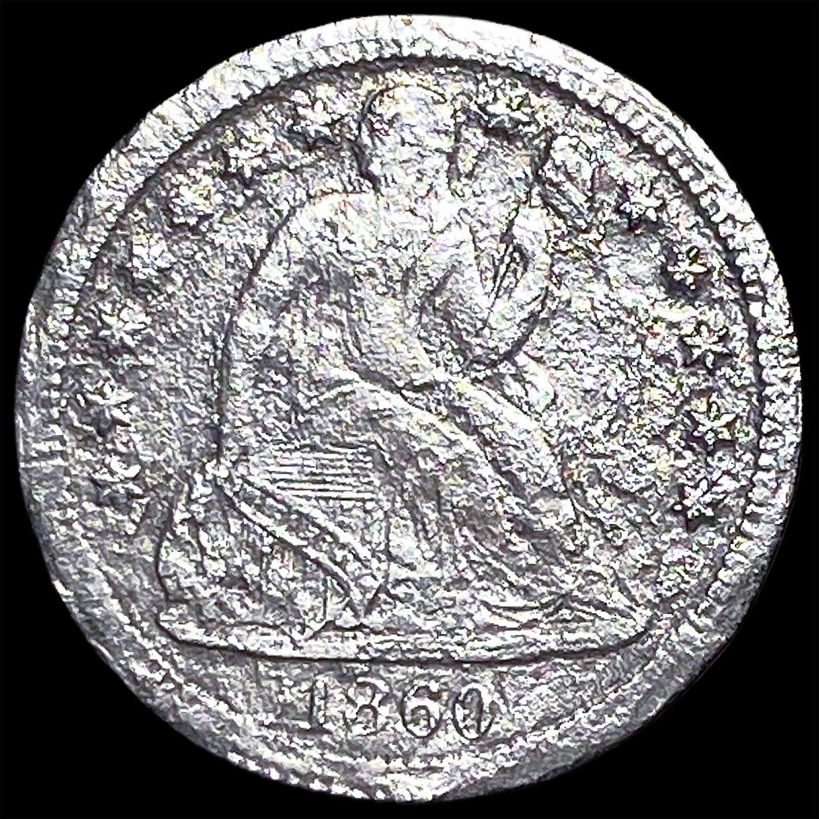 1860-S Silver Seated Liberty Dime LIGHTLY CIRCULATED (1 of 2)