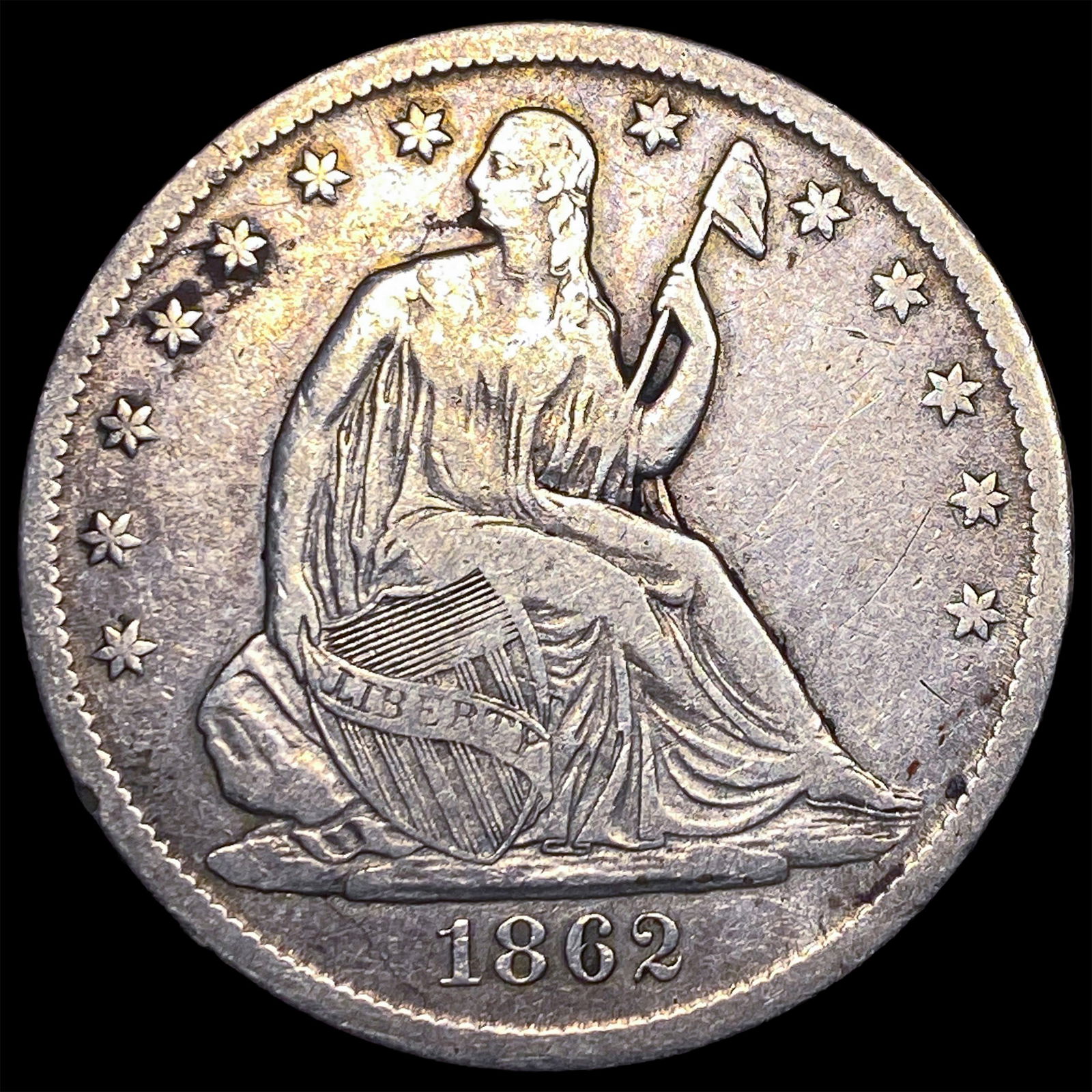 1862-S Silver Half Dollar NEARLY UNCIRCULATED: 1862-S Silver Half Dollar NEARLY UNCIRCULATED