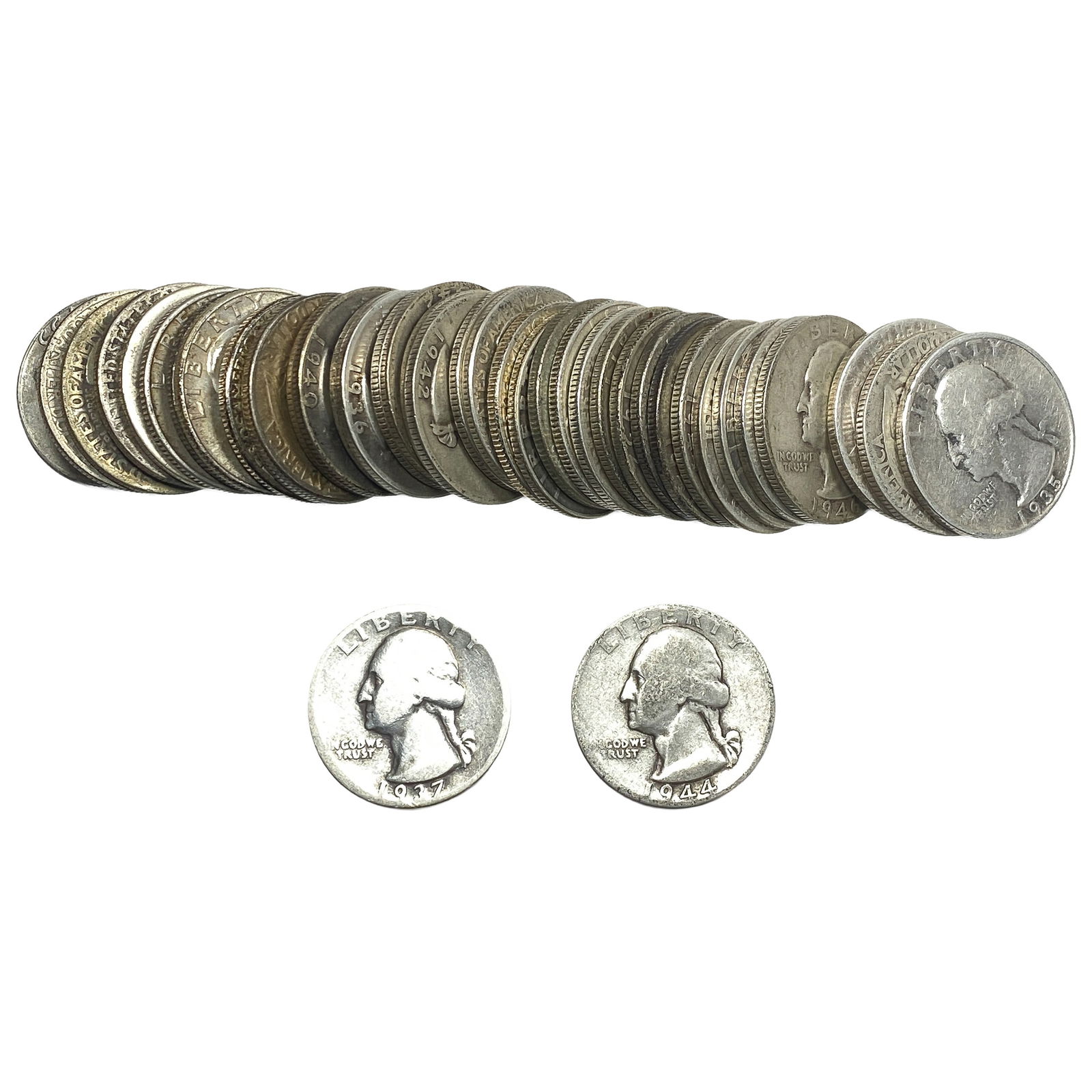 Roll of 40 Silver Washington 25C: Roll of 40 Silver Washington 25C