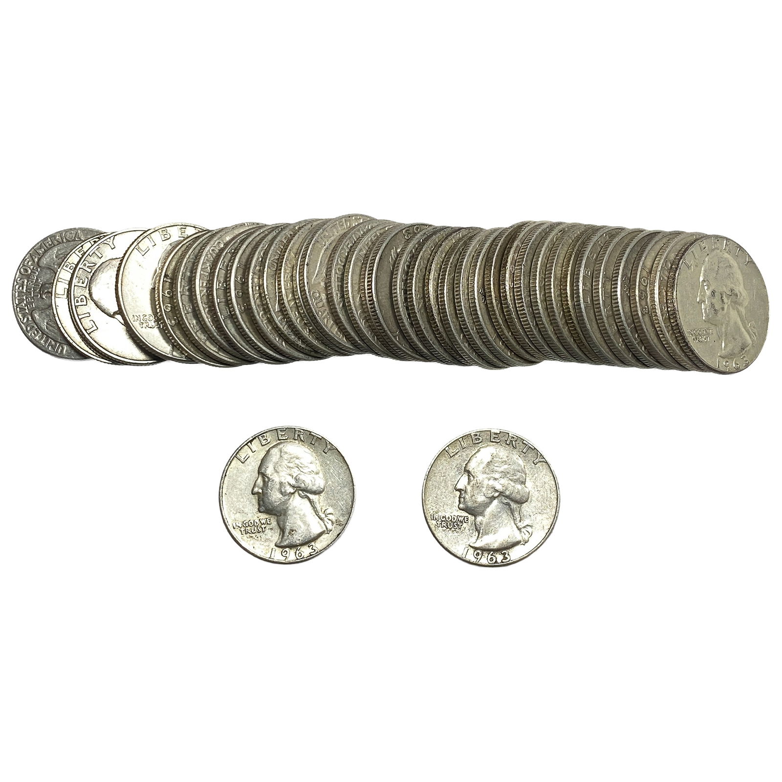 Roll of 40 Silver Washington 25C: Roll of 40 Silver Washington 25C