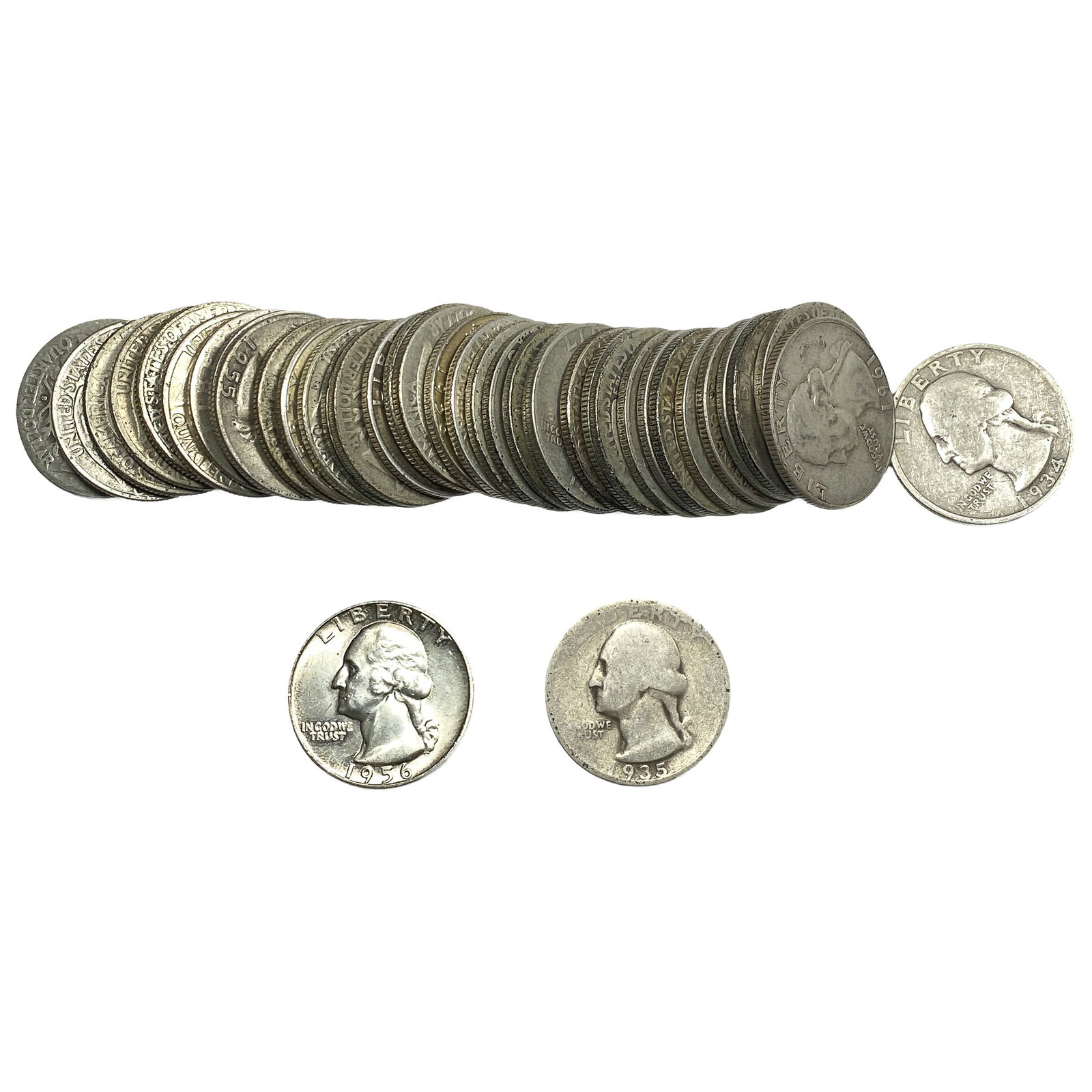 Roll of 40 Silver Washington 25C: Roll of 40 Silver Washington 25C