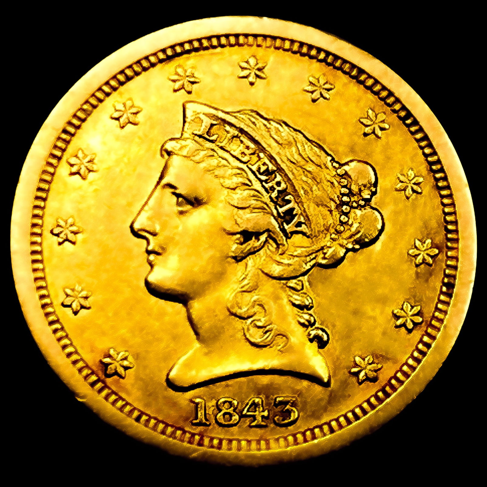 1843-O Sm Dt $2.50 Gold Quarter Eagle: 1843-O Sm Dt $2.50 Gold Quarter Eagle