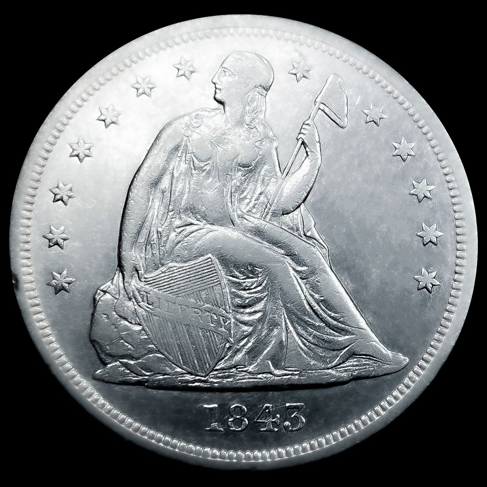 1843 Seated Liberty Dollar: 1843 Seated Liberty Dollar