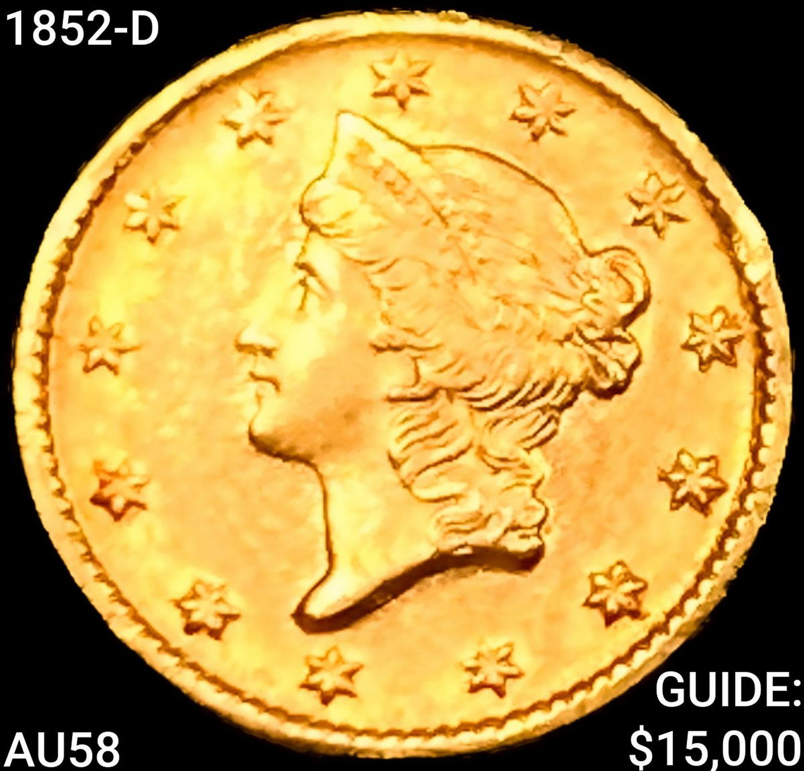 1852-D Rare Gold Dollar CHOICE AU (1 of 2)