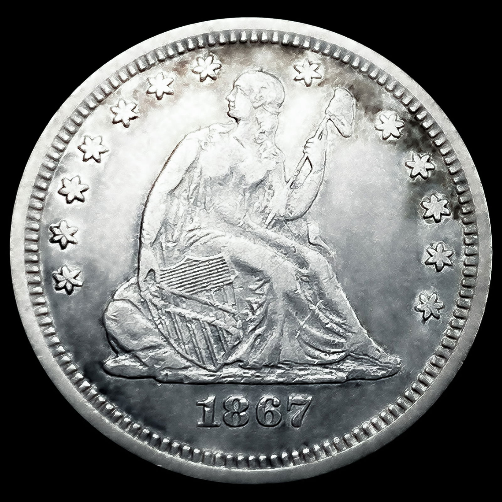 1867 Seated Liberty Quarter: 1867 Seated Liberty Quarter