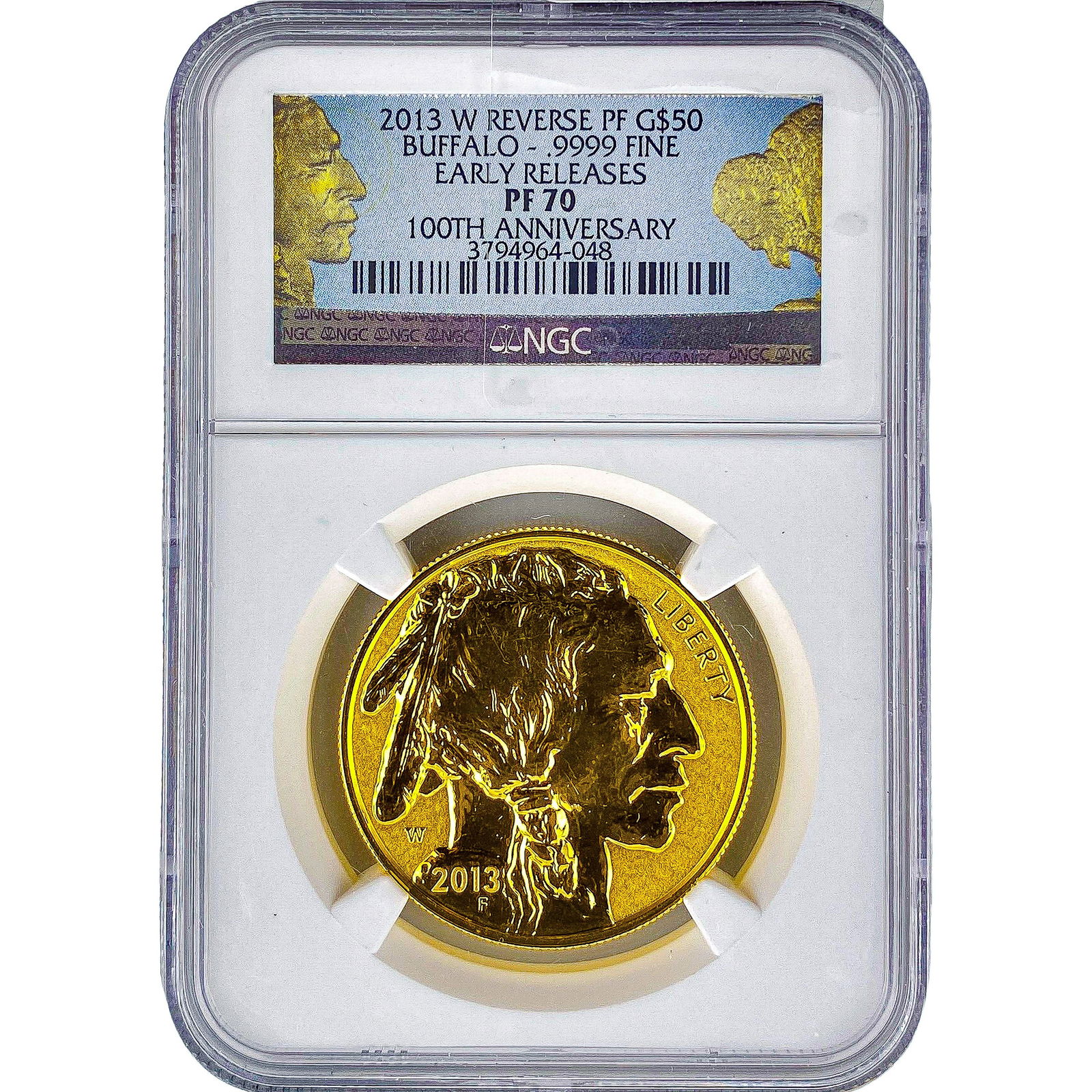 2013-W 1oz Gold Buffalo $50 Rev. PF NGC PF70: 2013-W 1oz Gold Buffalo $50 Rev. PF NGC PF70