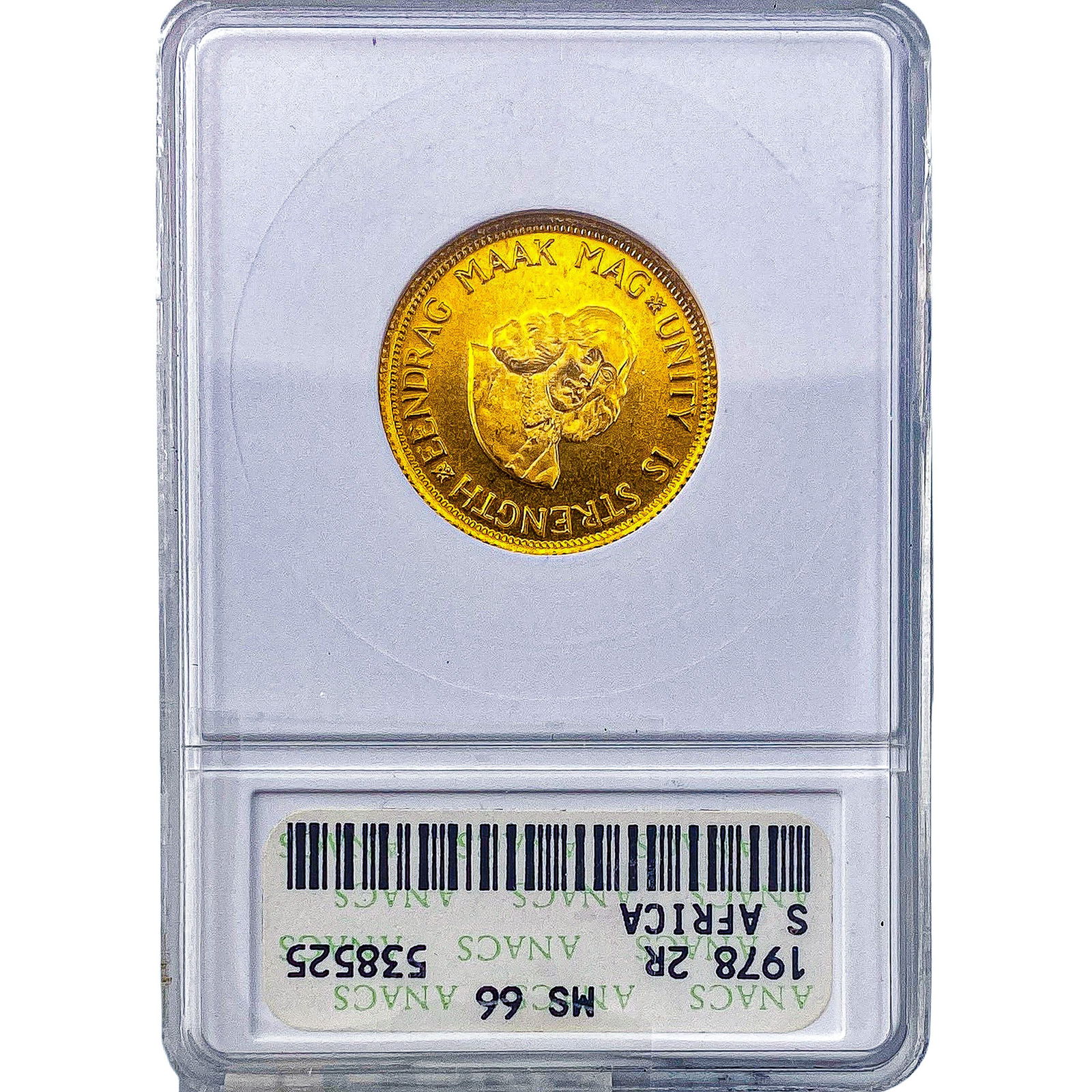 1978 South Africa Gold 2 Rand .2354 AGW ANACS MS66: 1978 South Africa Gold 2 Rand .2354 AGW ANACS MS66