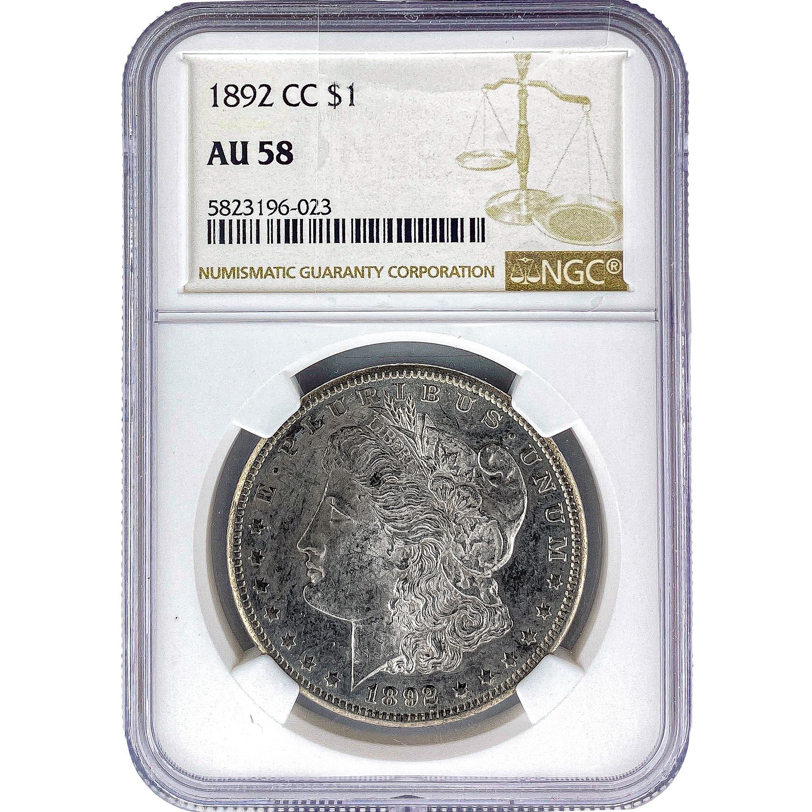 1892-CC Morgan Silver Dollar NGC AU58 (1 of 2)