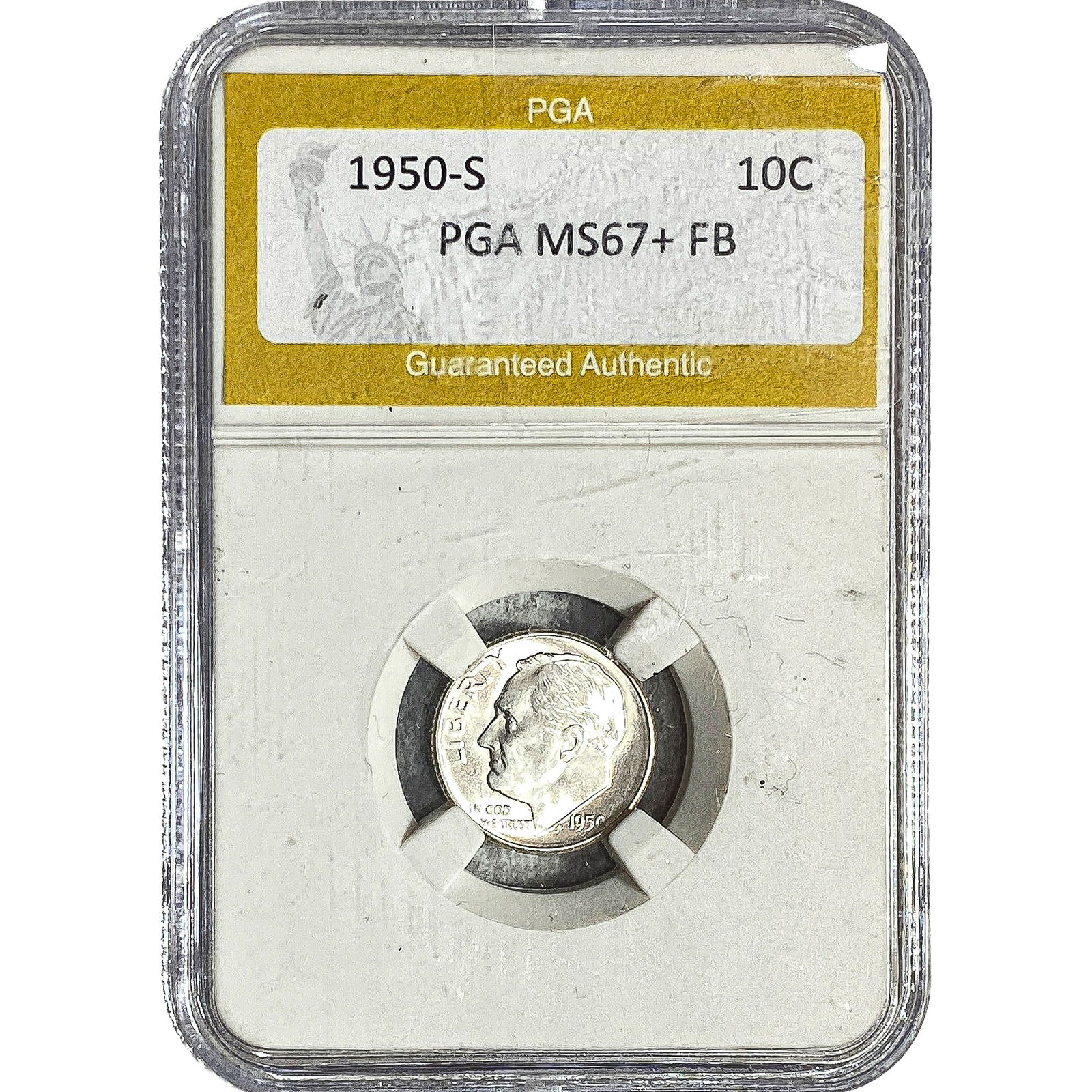 1950-S Roosevelt Dime PGA MS67+ FB: 1950-S Roosevelt Dime PGA MS67+ FB