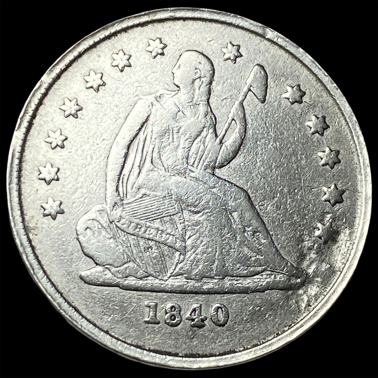 1840-O Silver Seated Liberty Quarter NEARLY UNCIRCULATED: 1840-O Silver Seated Liberty Quarter NEARLY UNCIRCULATED