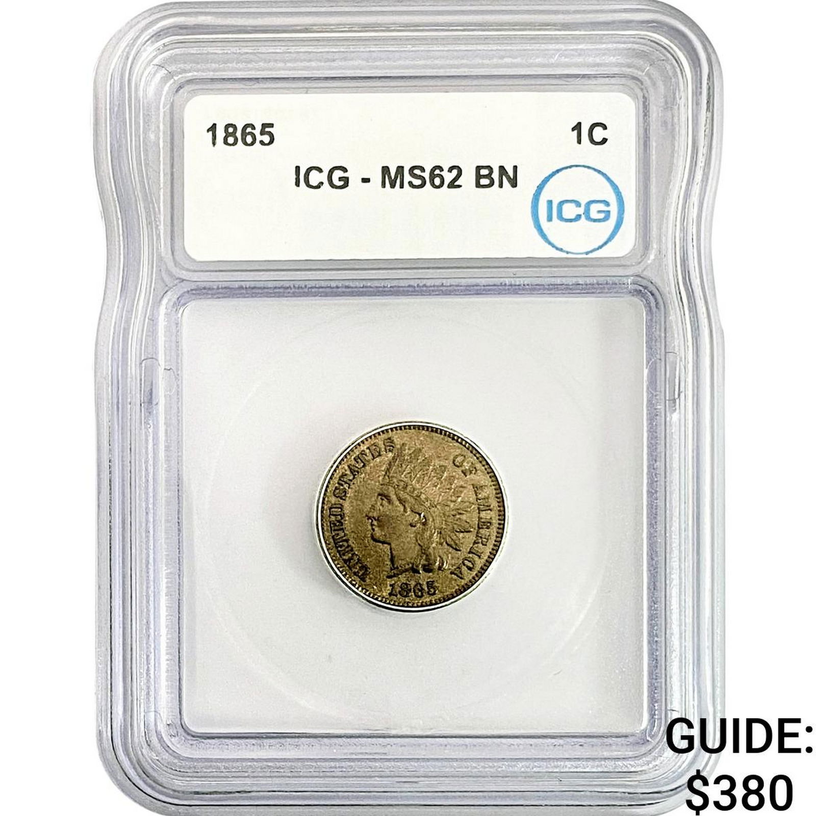 1865 Indian Head Cent ICG MS62 BN (1 of 2)