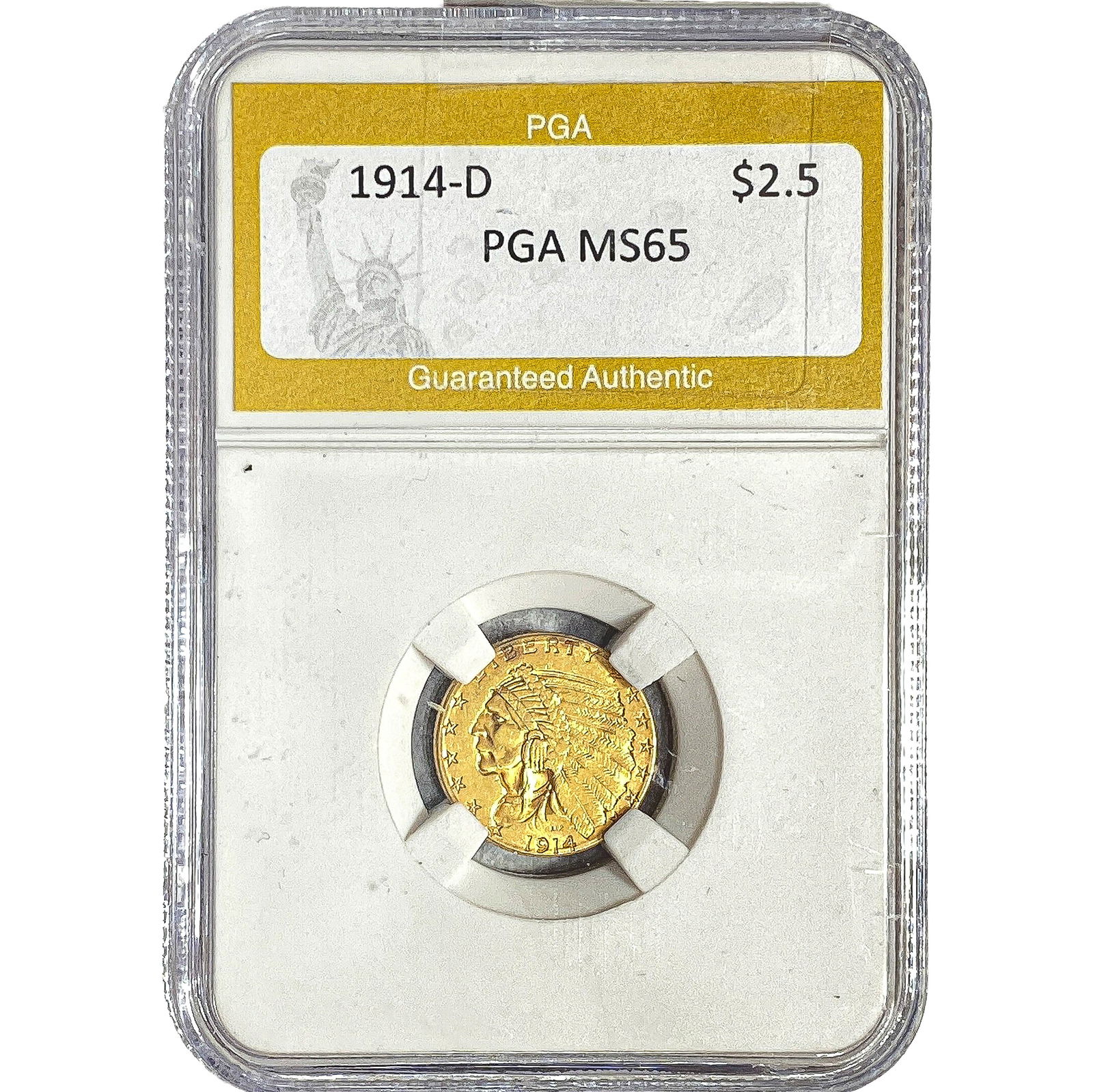 1914-D $2.50 Gold Quarter Eagle PGA MS65: 1914-D $2.50 Gold Quarter Eagle PGA MS65