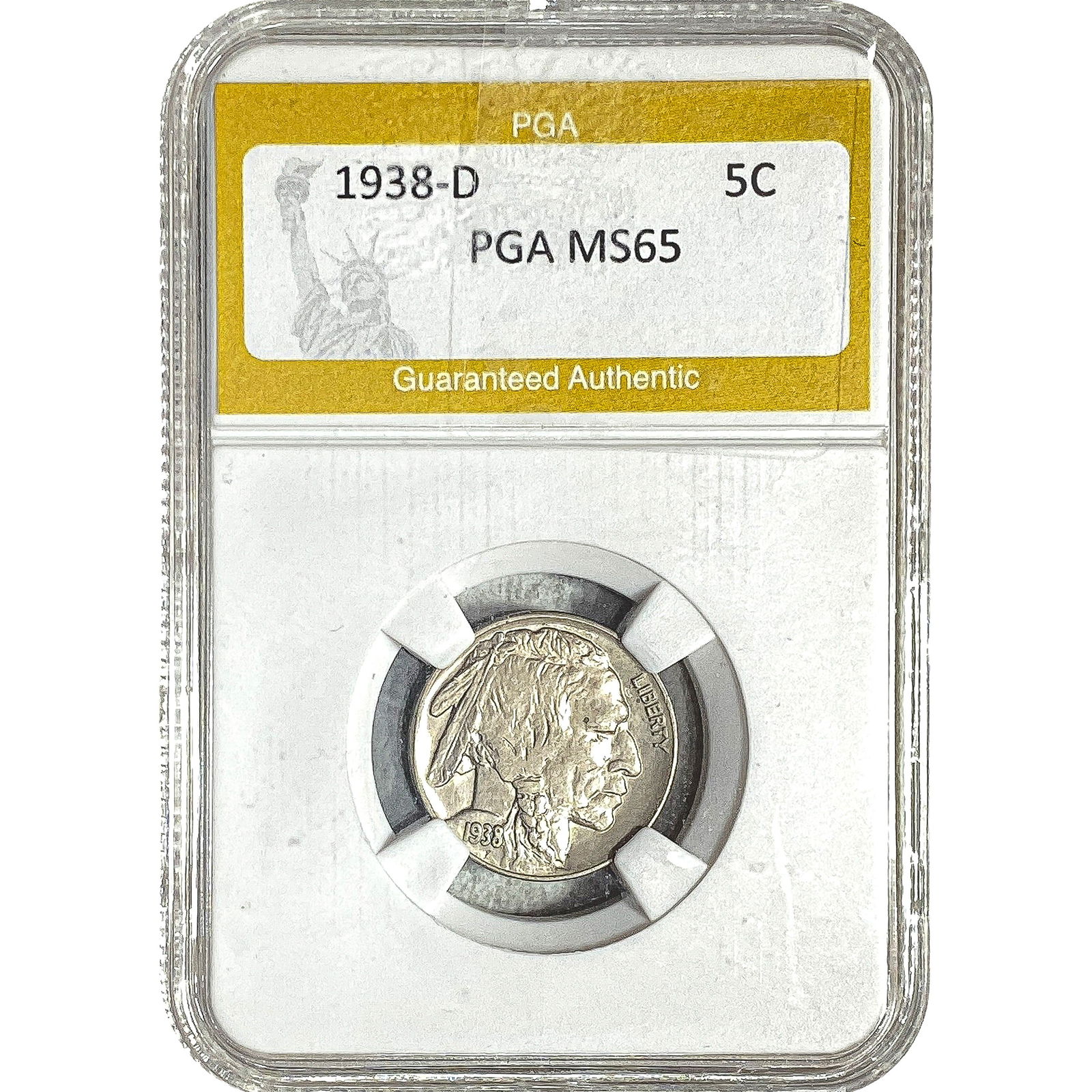 1938-D Buffalo Nickel PGA MS65: 1938-D Buffalo Nickel PGA MS65