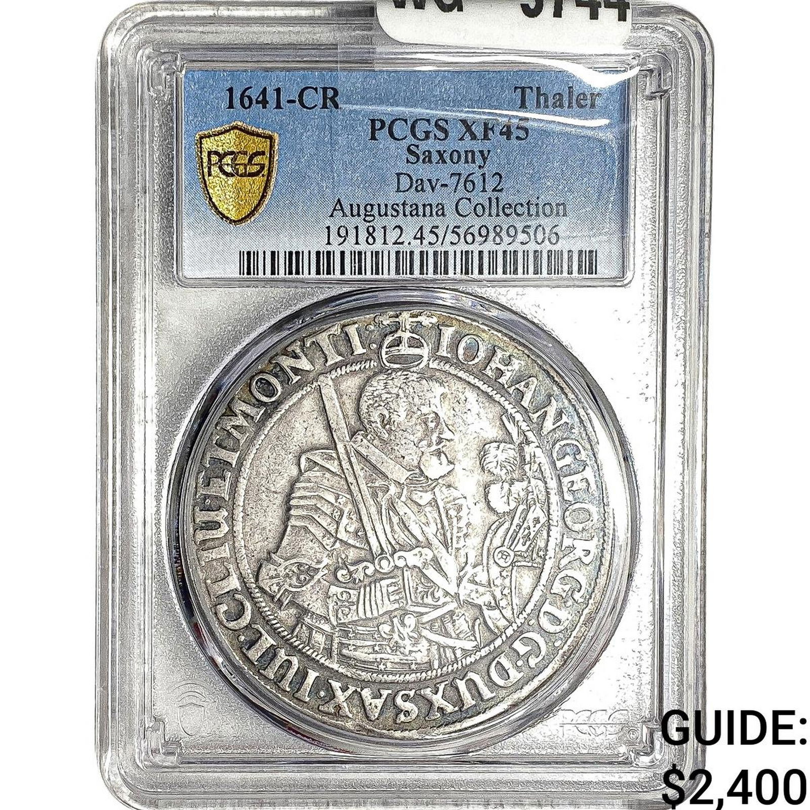 1641-CR Saxony 1 Silver Thaler PCGS XF45: 1641-CR Saxony 1 Silver Thaler PCGS XF45