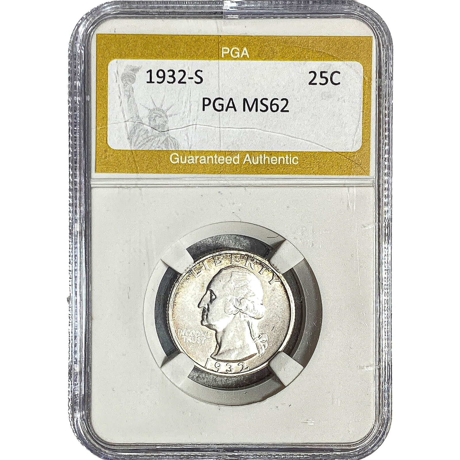 1932-S Washington Silver Quarter PGA MS62: 1932-S Washington Silver Quarter PGA MS62