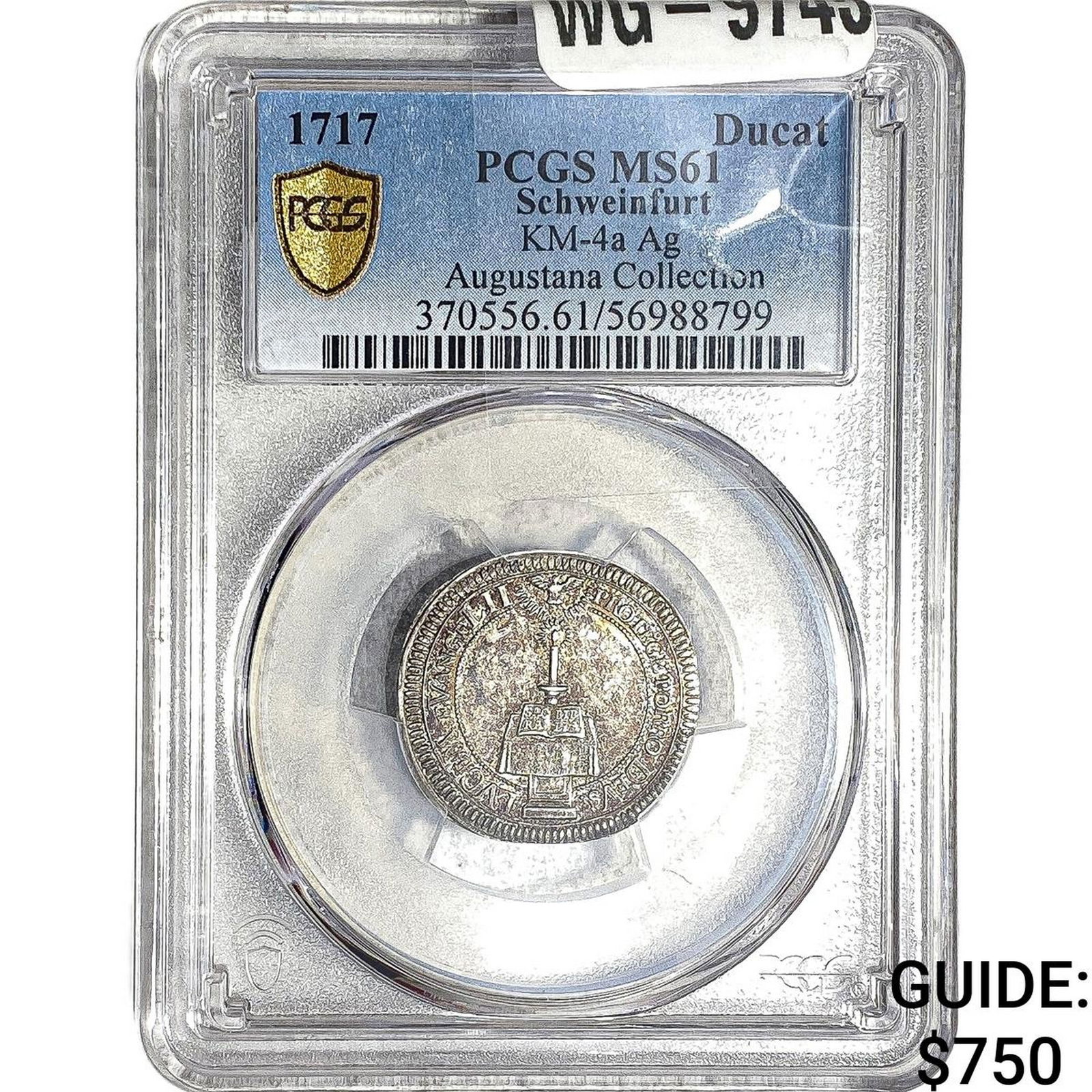 1717 Schweinfurt Silver 1 Ducat PCGS MS61: 1717 Schweinfurt Silver 1 Ducat PCGS MS61