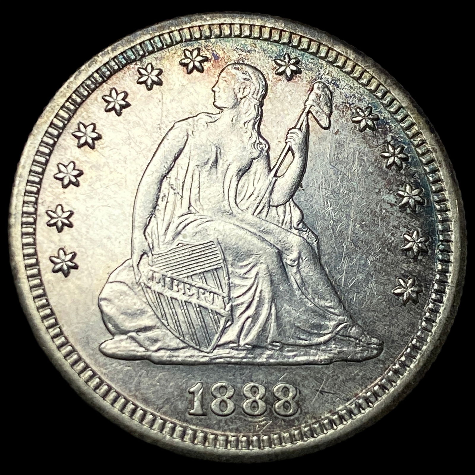 1888-S Silver Seated Liberty Quarter CLOSELY UNCIRCULATED: 1888-S Silver Seated Liberty Quarter CLOSELY UNCIRCULATED