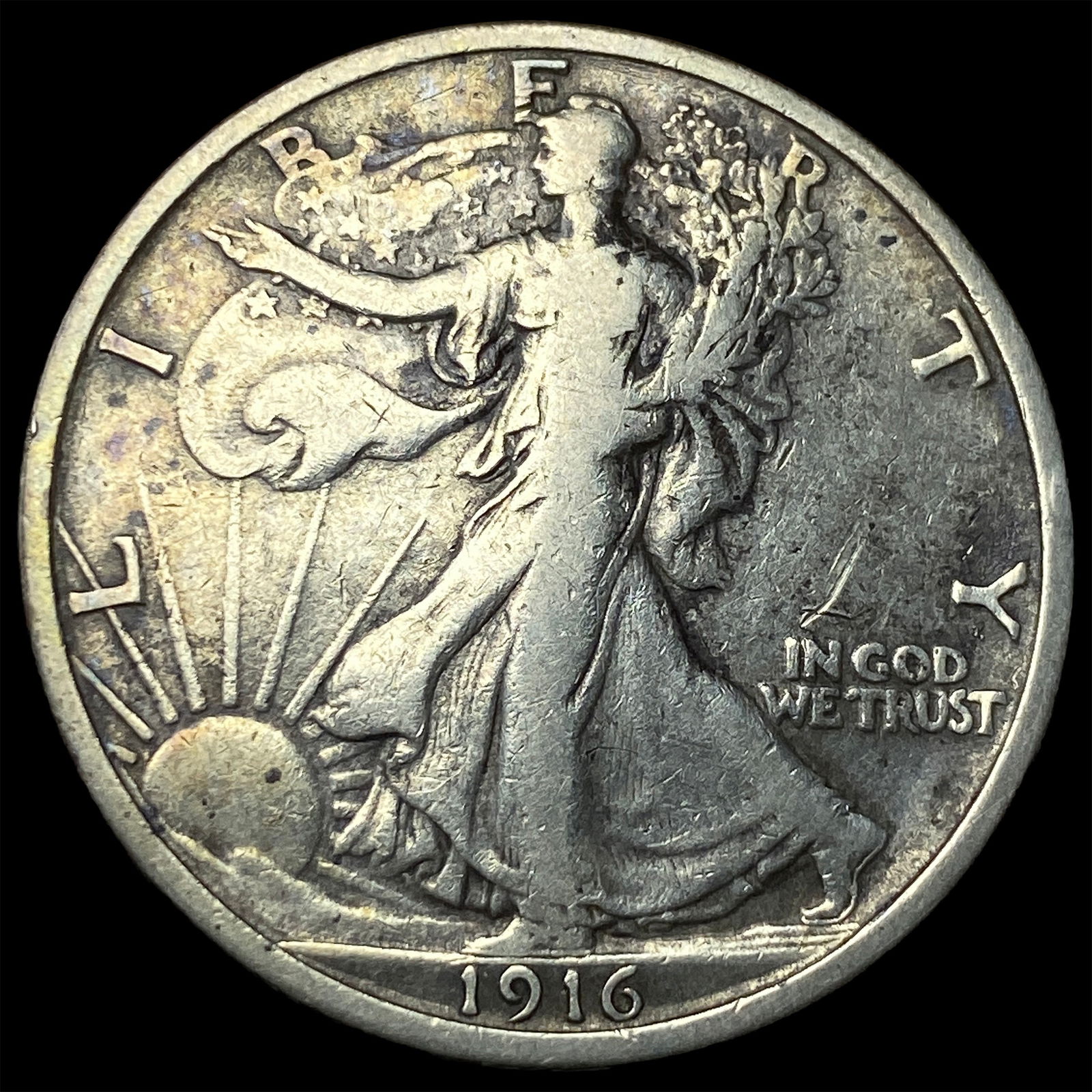1916-S Silver Walking Liberty Half Dollar LIGHTLY CIRCULATED: 1916-S Silver Walking Liberty Half Dollar LIGHTLY CIRCULATED