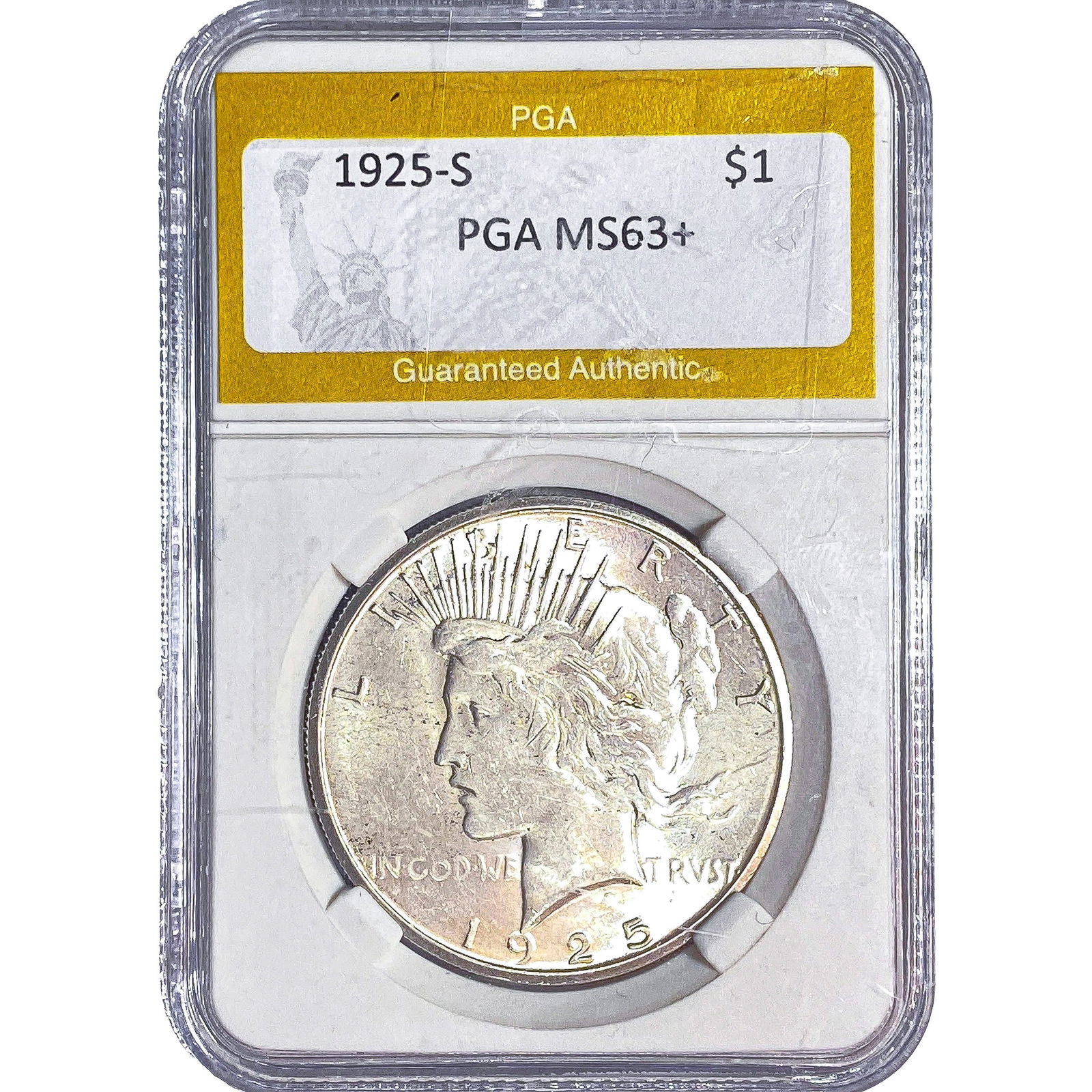 1925-S Silver Peace Dollar PGA MS63+ (1 of 2)