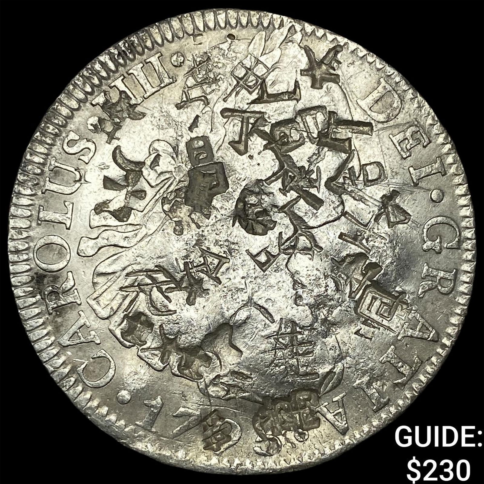 Colonial Spain Silver 8 Reales Punchmarked NEARLY UNCIRCULATED (1 of 2)