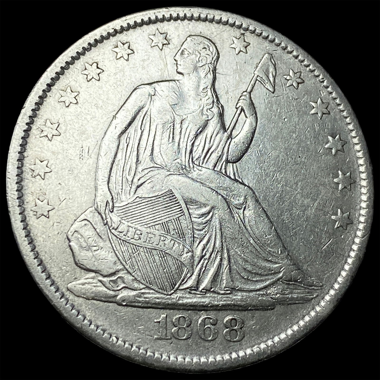 1868-S Silver Half Dollar NEARLY UNCIRCULATED (1 of 2)