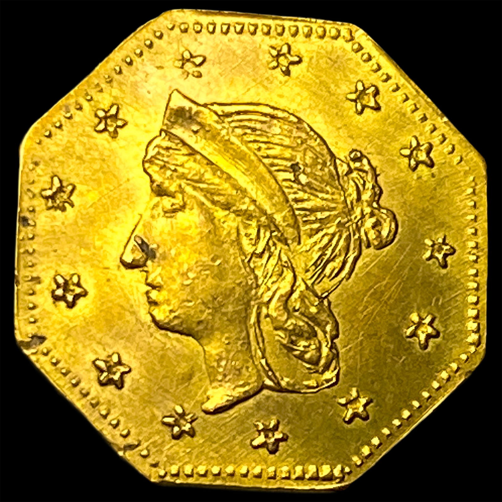 1863 California Gold 1 Dollar Token UNCIRCULATED: 1863 California Gold 1 Dollar Token UNCIRCULATED