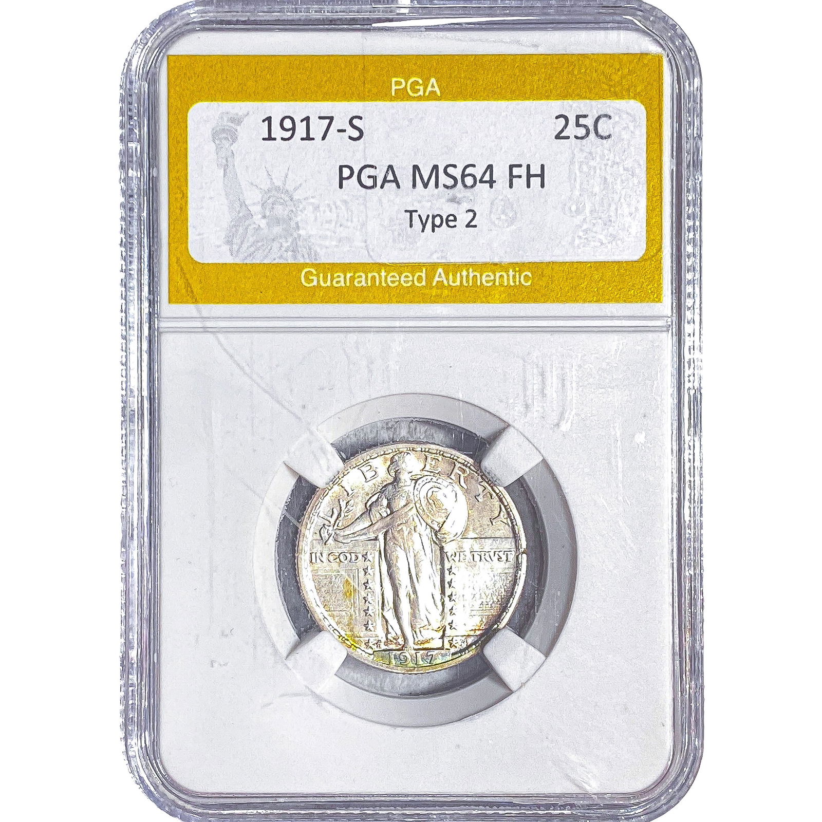 1917-S Standing Liberty Quarter PGA MS64 FH Type 2: 1917-S Standing Liberty Quarter PGA MS64 FH Type 2