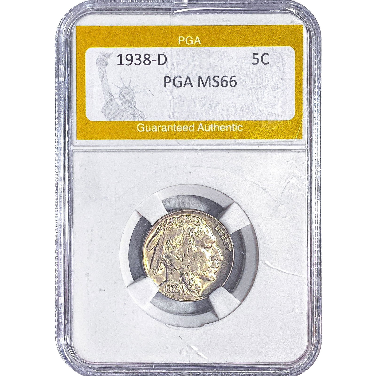 1938-D Buffalo Nickel PGA MS66: 1938-D Buffalo Nickel PGA MS66
