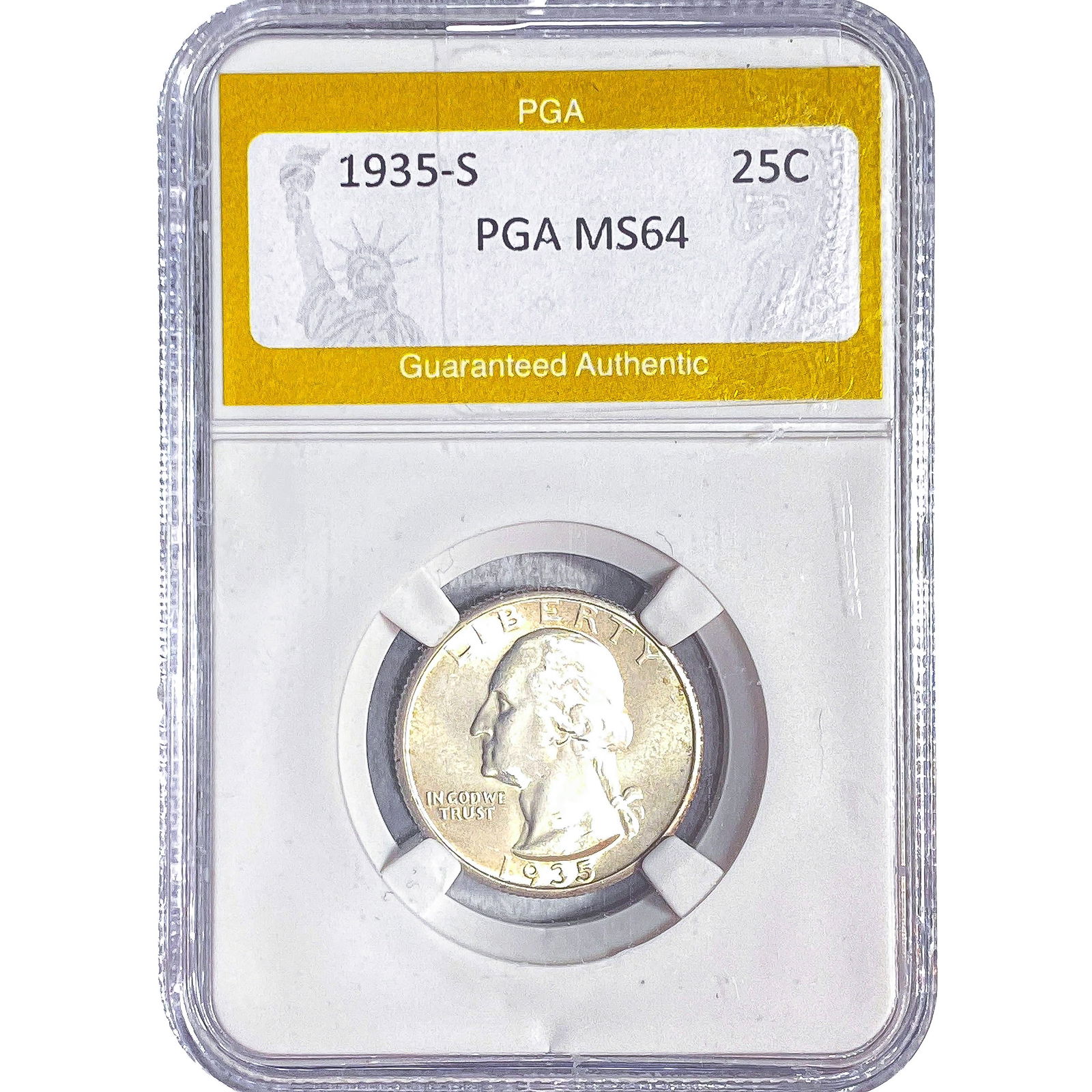 1935-S Washington Silver Quarter PGA MS64: 1935-S Washington Silver Quarter PGA MS64