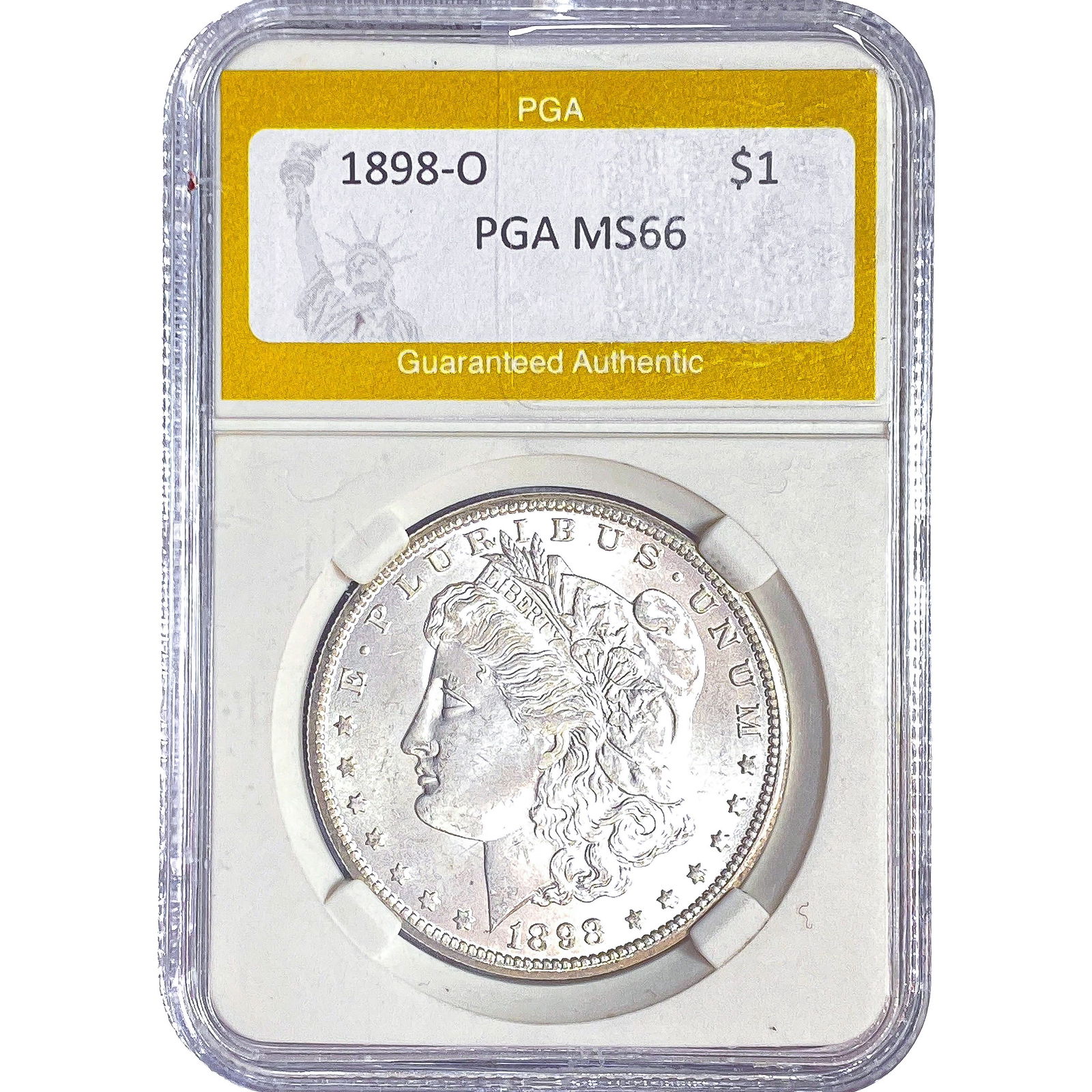 1898-O Morgan Silver Dollar PGA MS66: 1898-O Morgan Silver Dollar PGA MS66