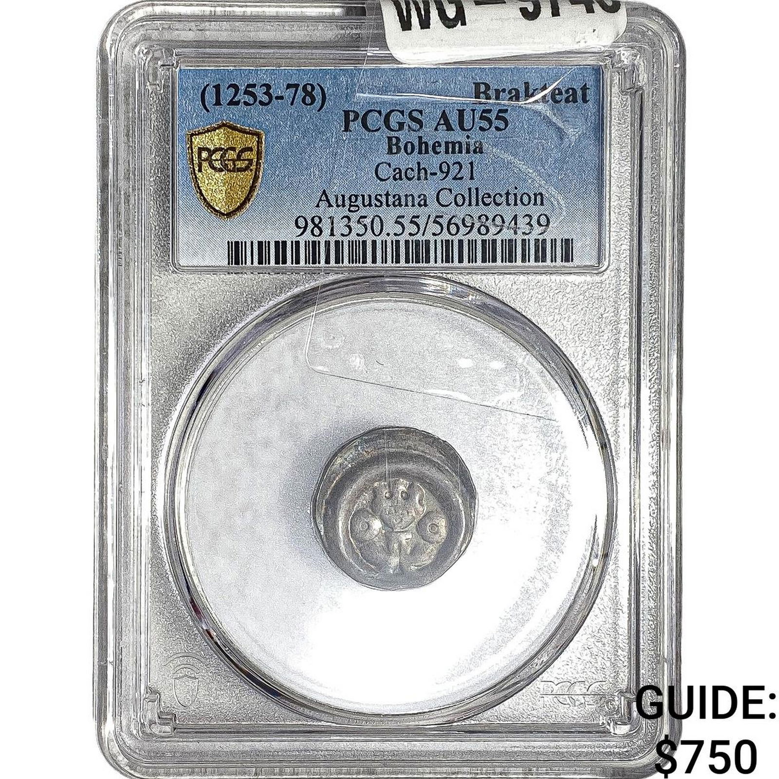 Bohemia 1253-78 AD Silver Brakteat PCGS AU55: Bohemia 1253-78 AD Silver Brakteat PCGS AU55