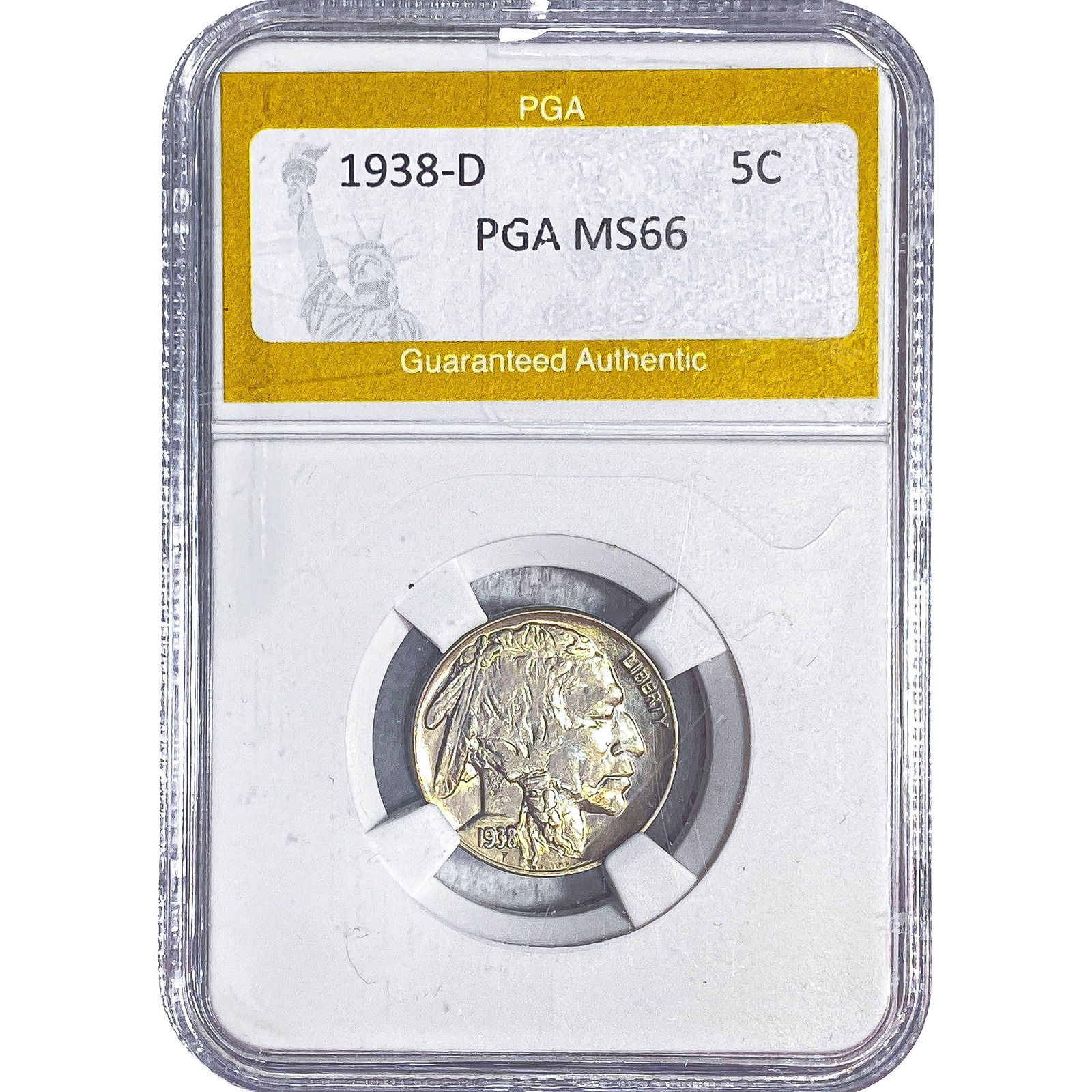 1938-D Buffalo Nickel PGA MS66: 1938-D Buffalo Nickel PGA MS66