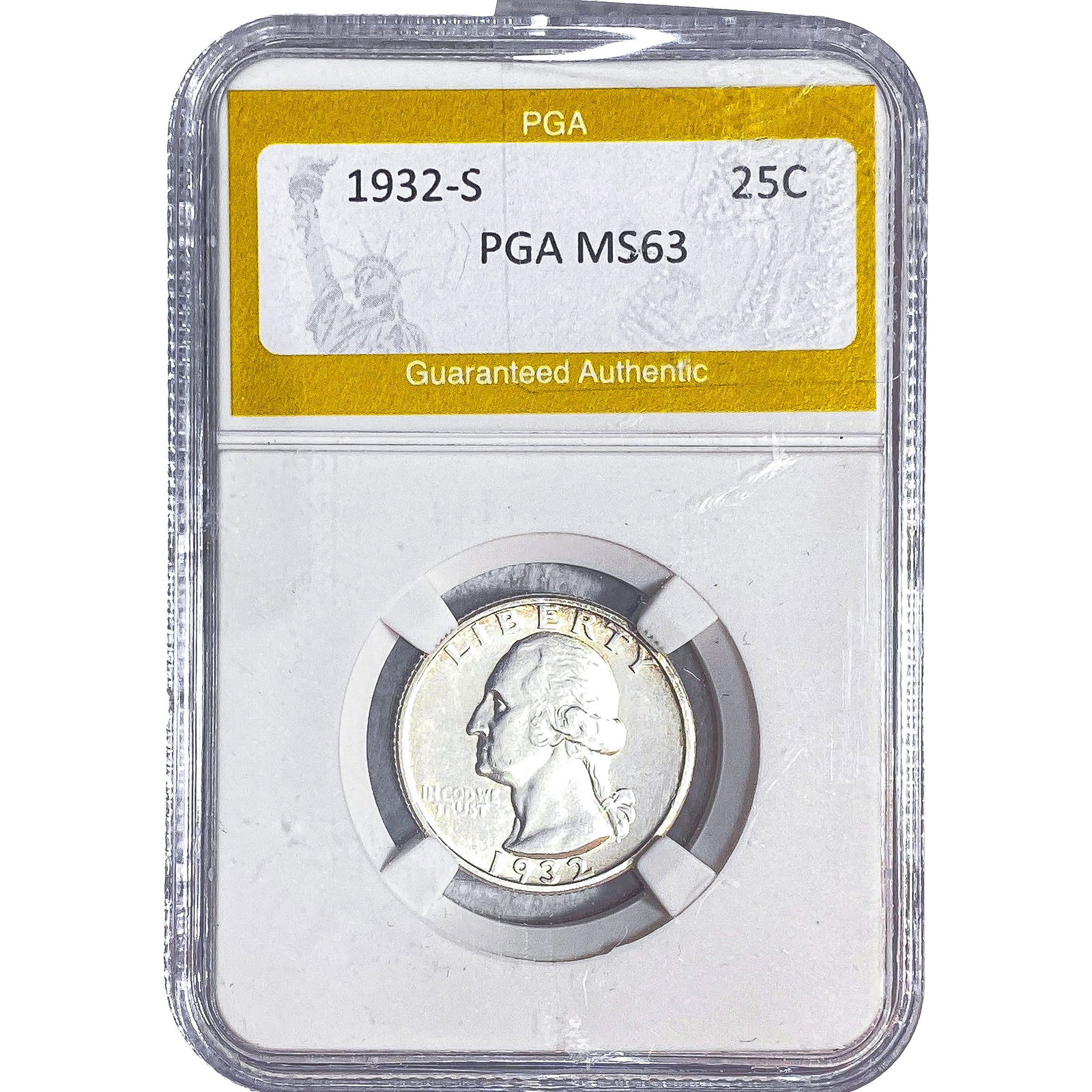 1932-S Washington Silver Quarter PGA MS63: 1932-S Washington Silver Quarter PGA MS63