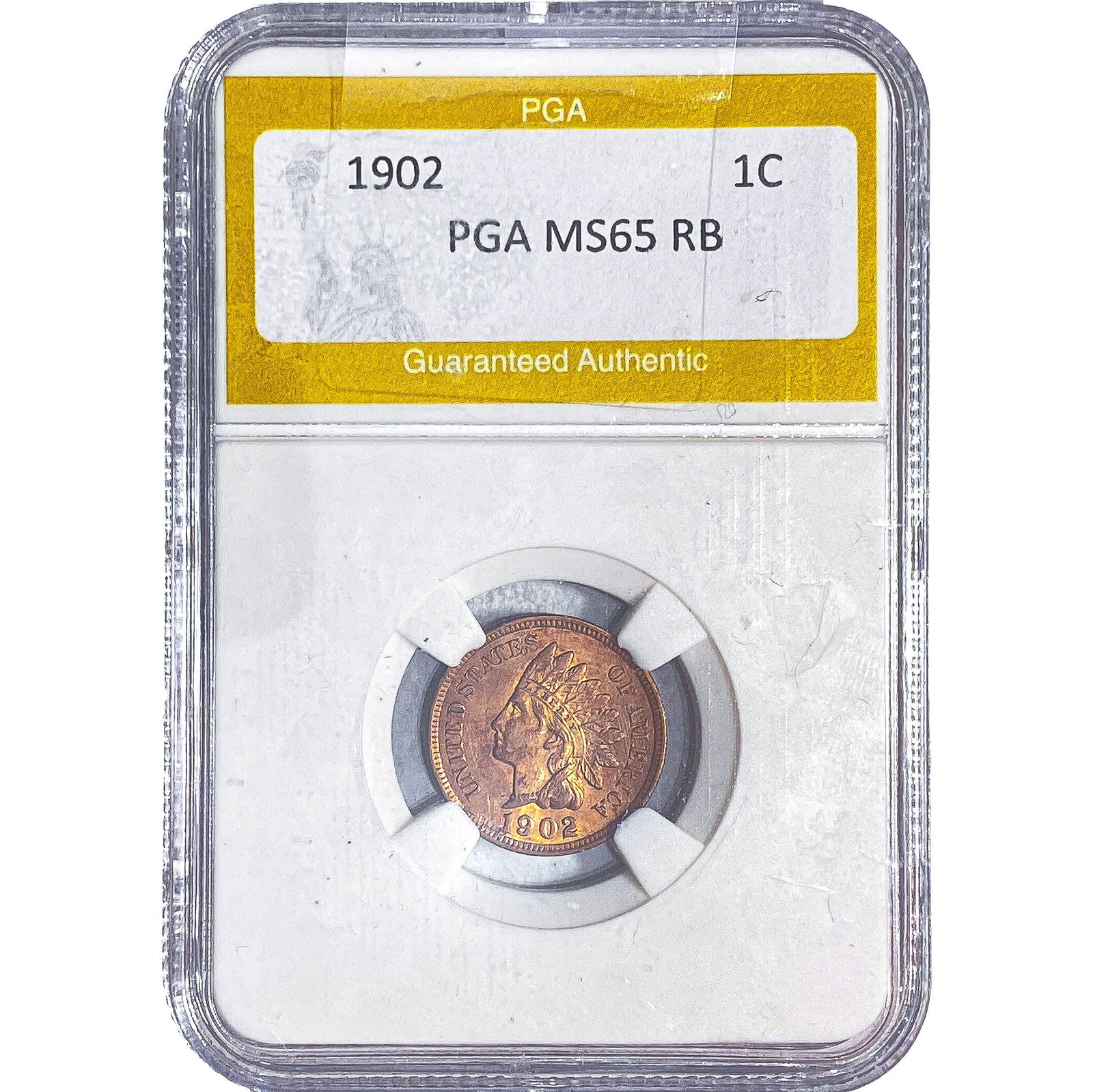 1902 Indian Head Cent PGA MS65 RB: 1902 Indian Head Cent PGA MS65 RB