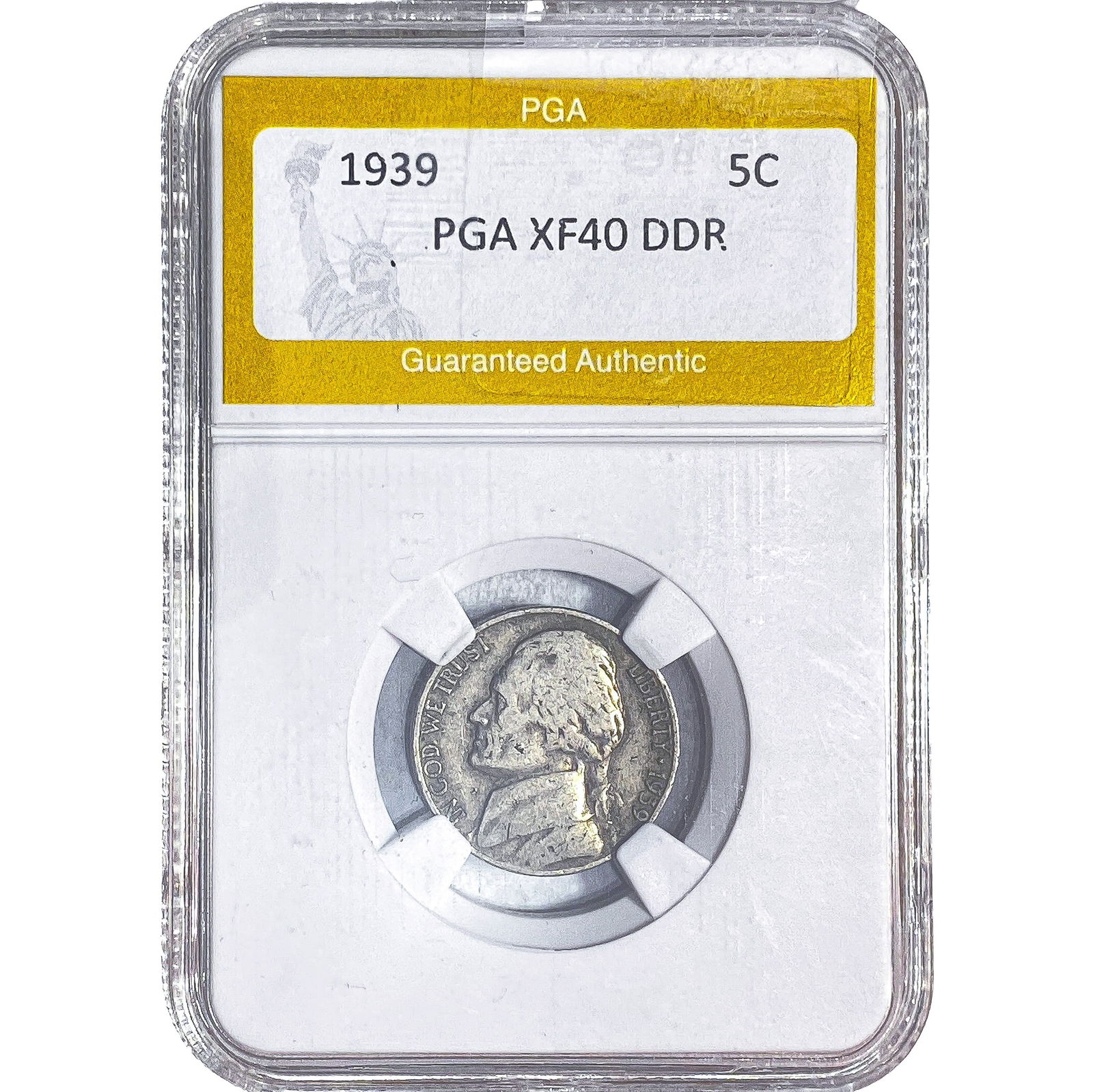 1939 Jefferson Nickel PGA XF40 DDR: 1939 Jefferson Nickel PGA XF40 DDR